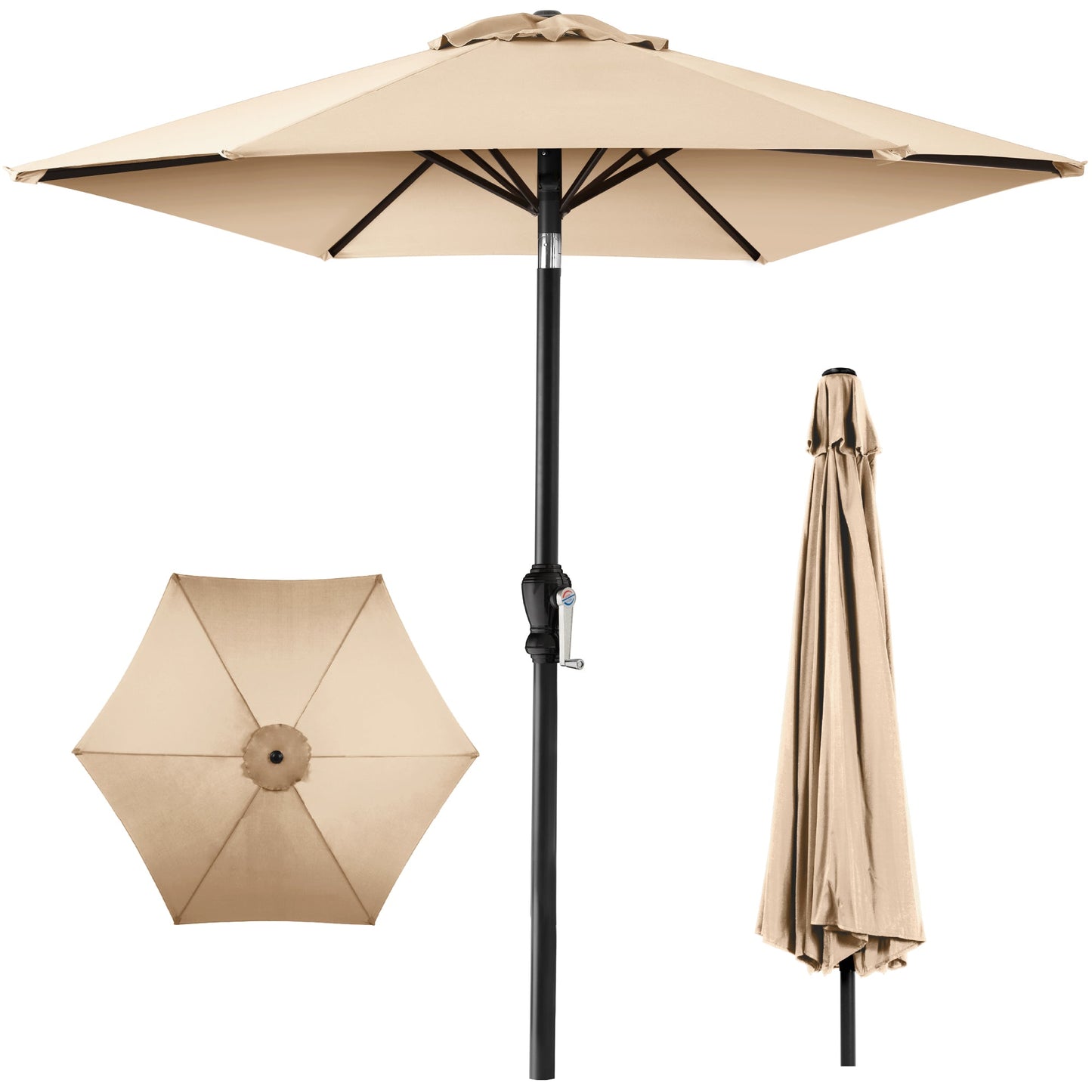 Outdoor Steel Market Patio Umbrella Decoration w/ Tilt Crank Lift - 10ft
