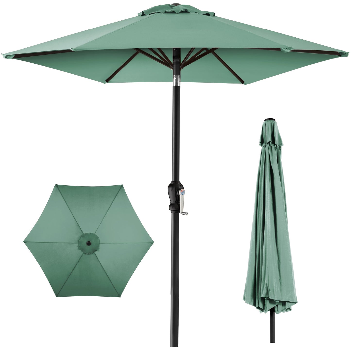 Outdoor Steel Market Patio Umbrella Decoration w/ Tilt Crank Lift - 10ft
