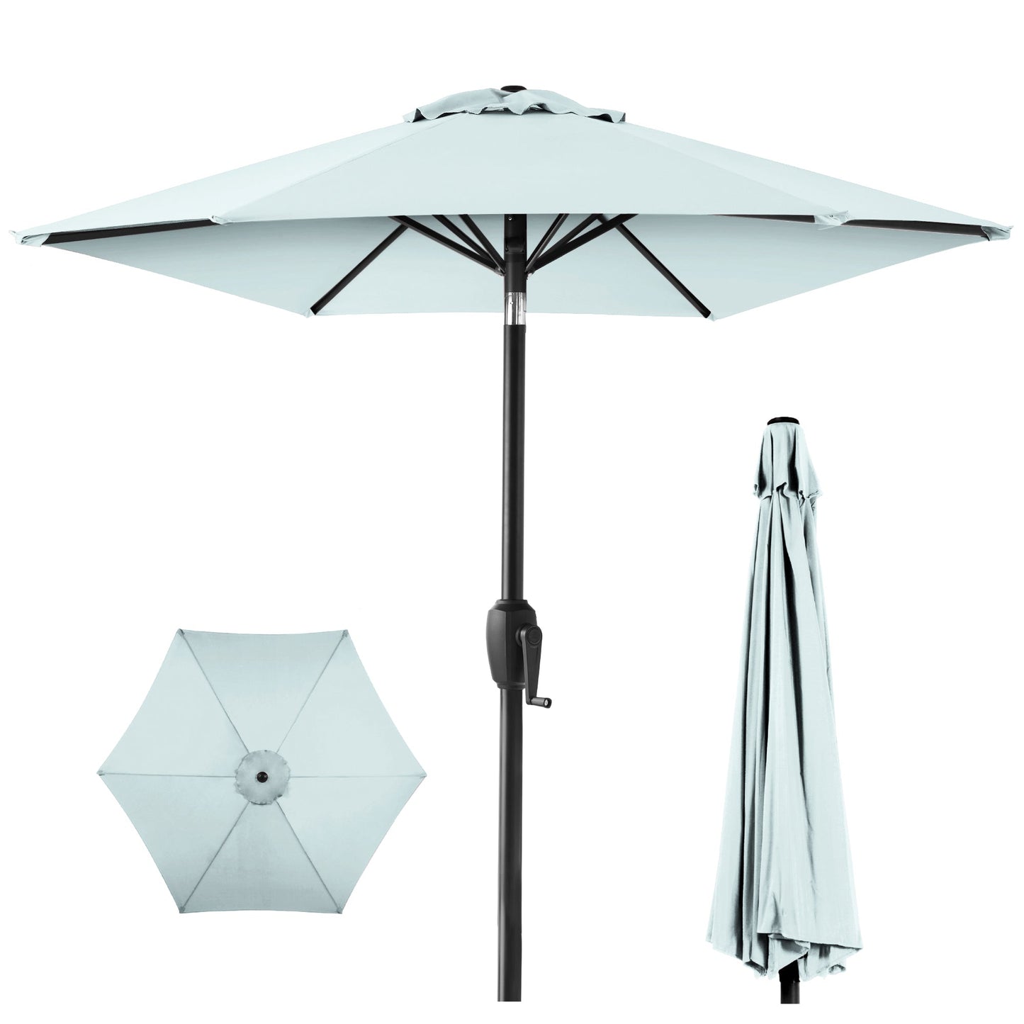 Outdoor Market Patio Umbrella w/ Push Button Tilt Crank Lift - 7.5ft