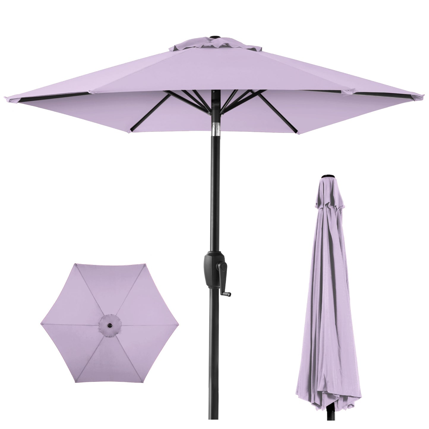 Outdoor Market Patio Umbrella w/ Push Button Tilt Crank Lift - 7.5ft