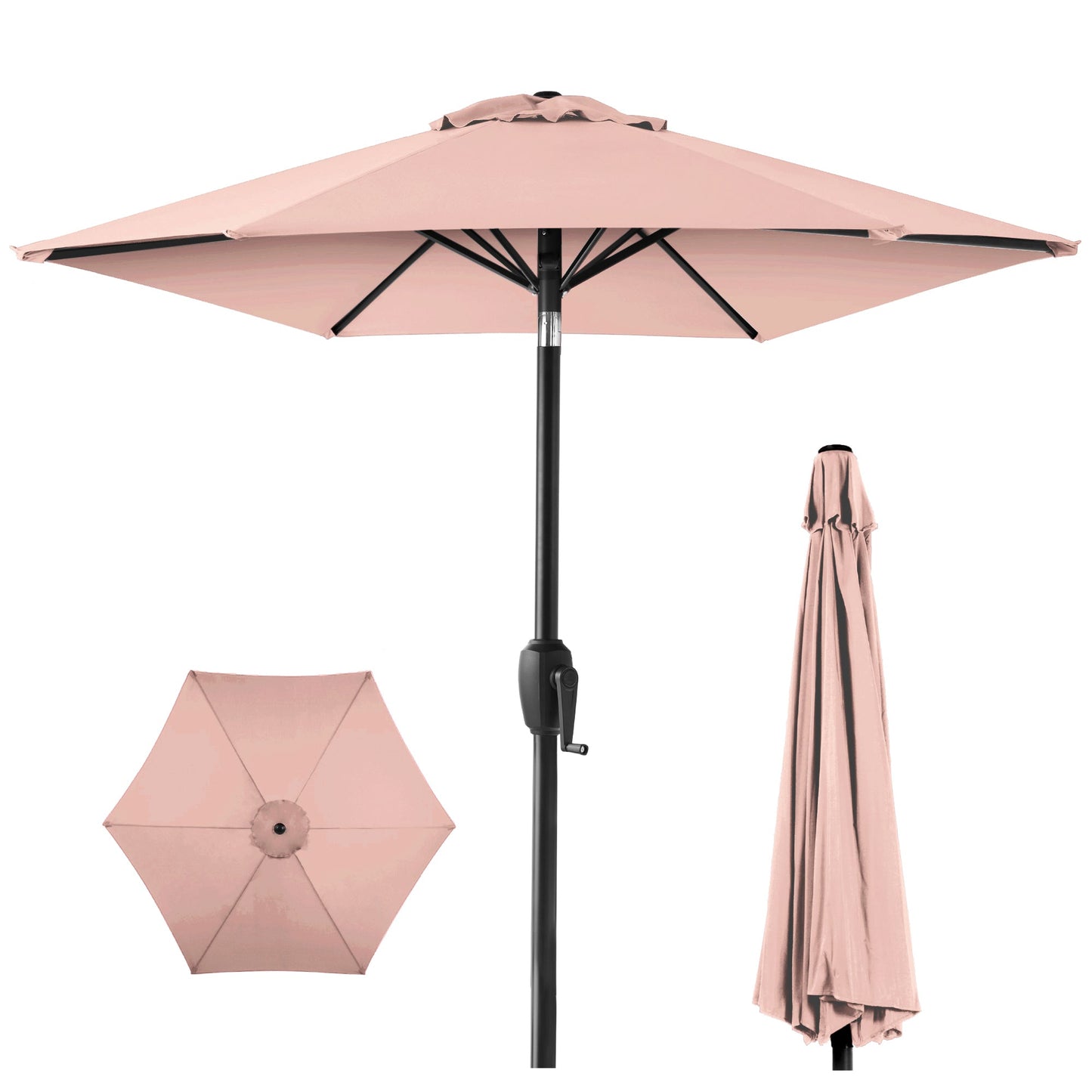 Outdoor Market Patio Umbrella w/ Push Button Tilt Crank Lift - 7.5ft