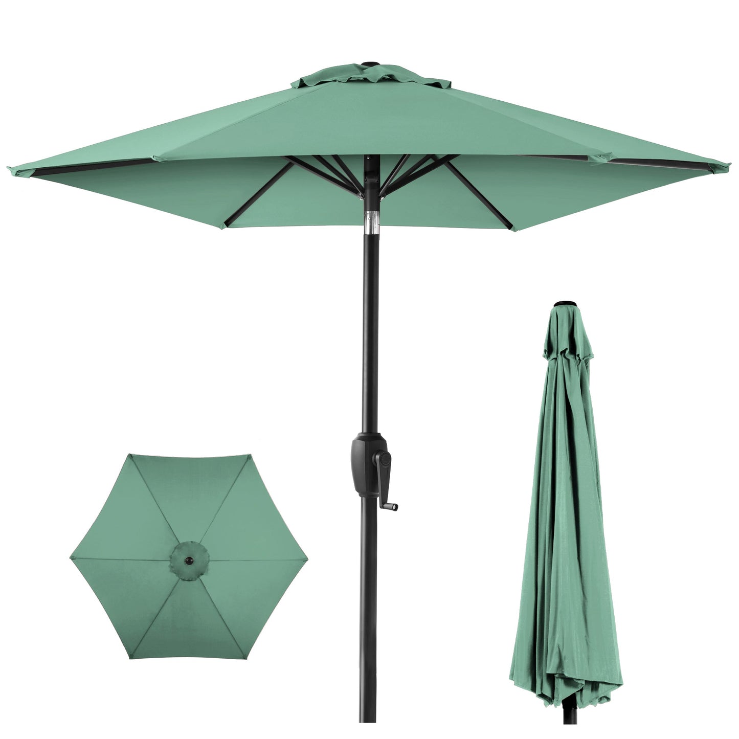 Outdoor Market Patio Umbrella w/ Push Button Tilt Crank Lift - 7.5ft