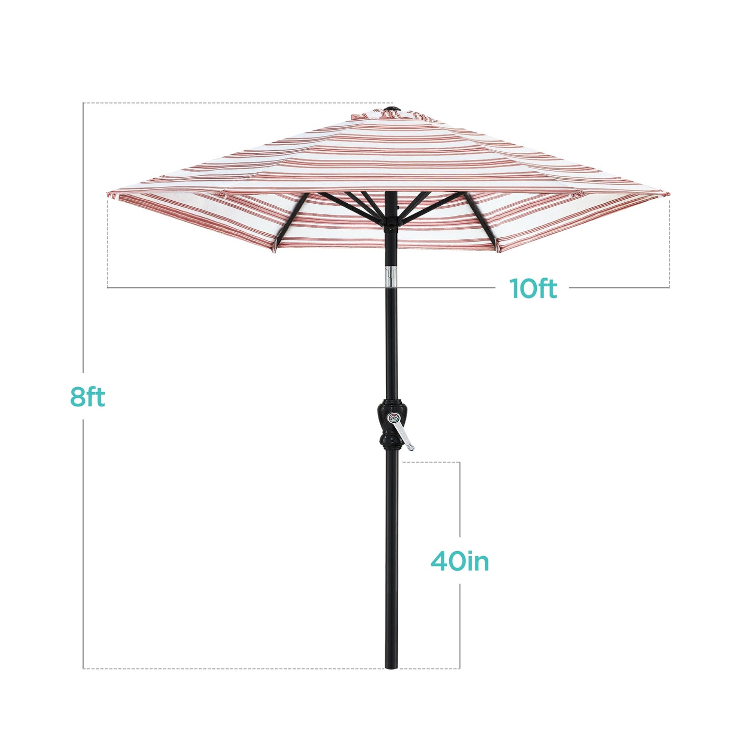 Outdoor Steel Striped Market Patio Umbrella w/ Tilt Crank Lift - 10ft