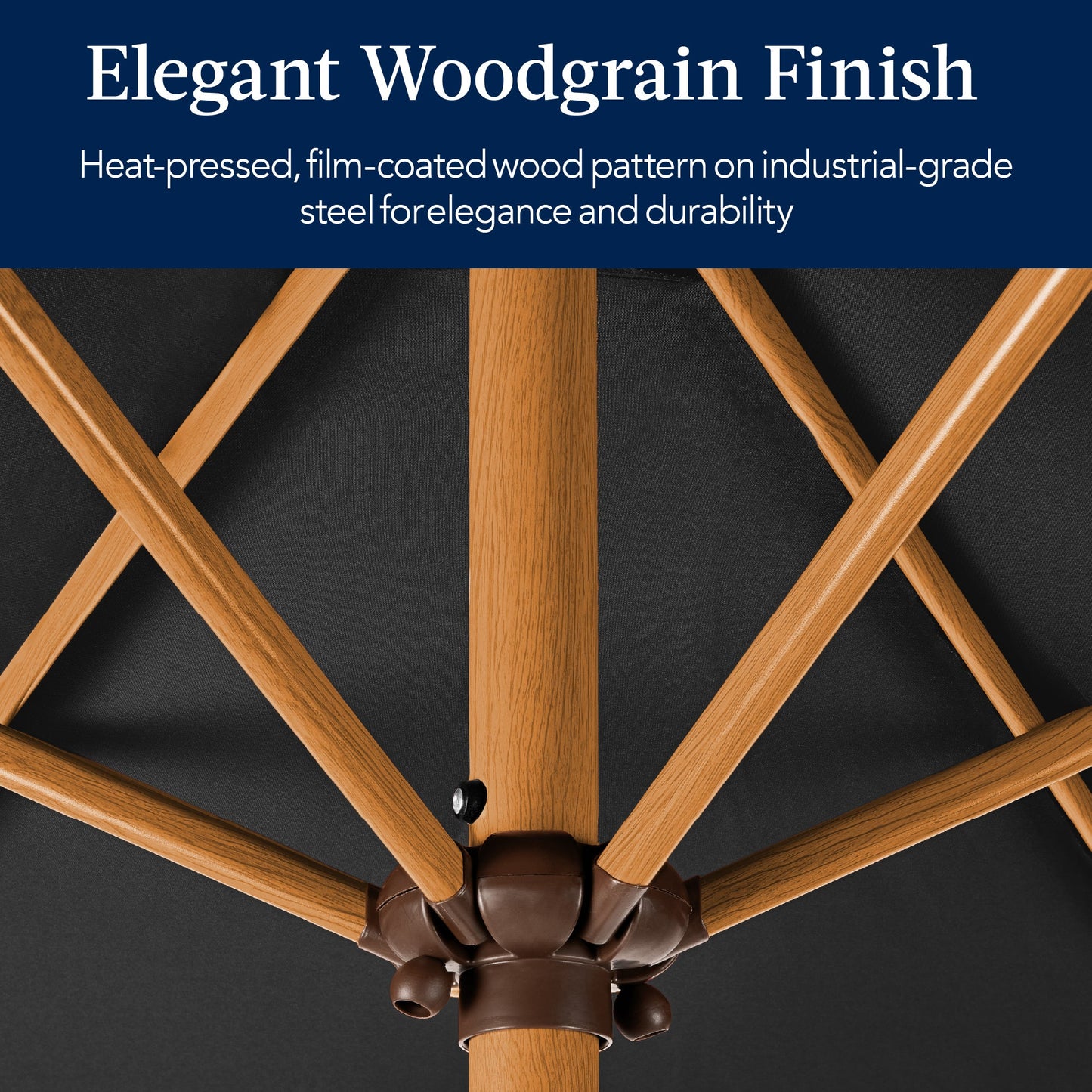 Outdoor Woodgrain Pattern Patio Umbrella Decoration w/ Tilt Crank - 10ft