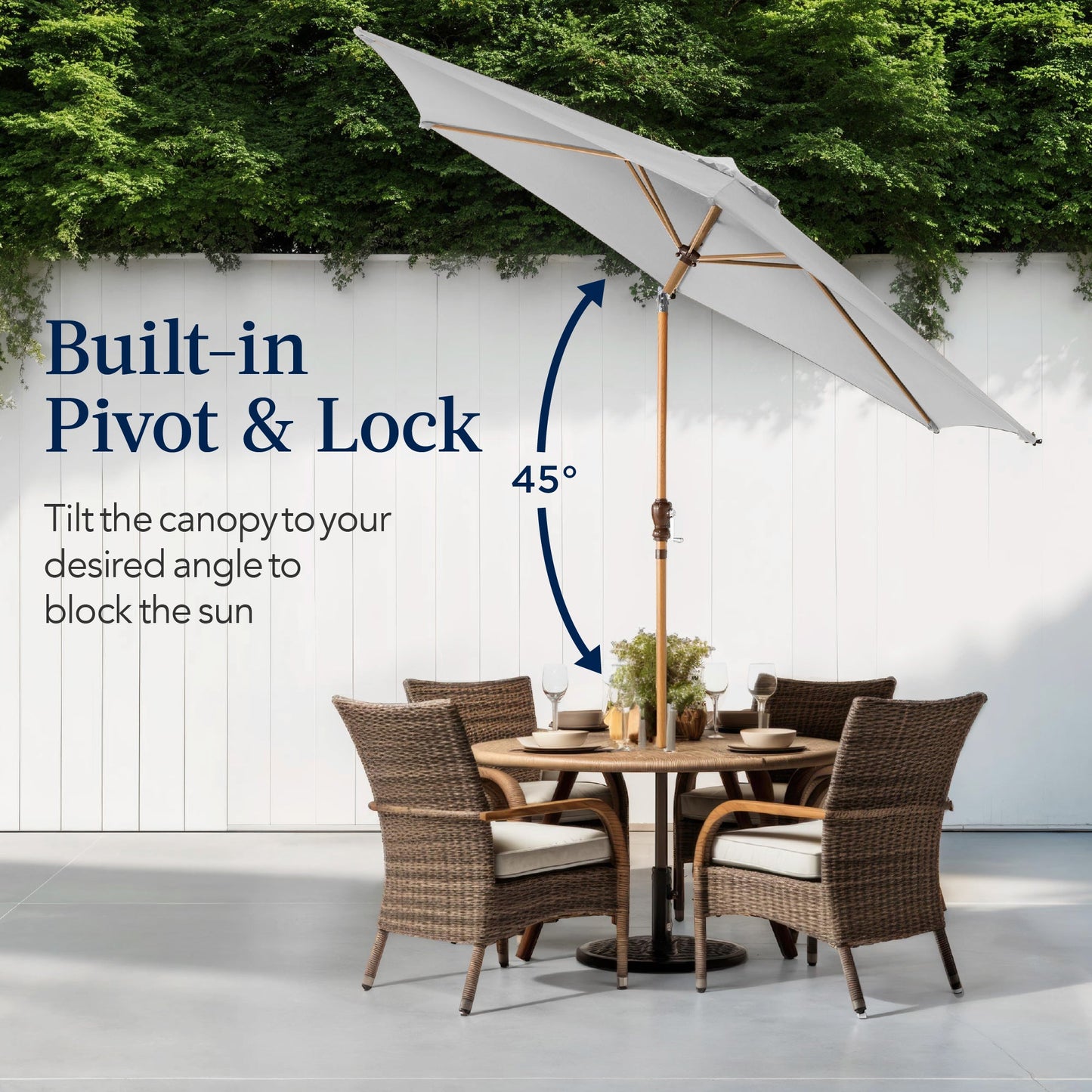Outdoor Woodgrain Pattern Patio Umbrella Decoration w/ Tilt Crank - 10ft