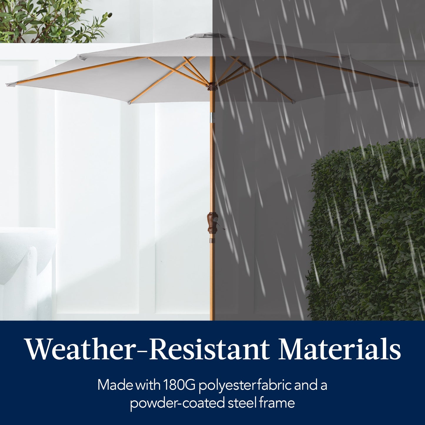 Outdoor Woodgrain Pattern Patio Umbrella Decoration w/ Tilt Crank - 10ft
