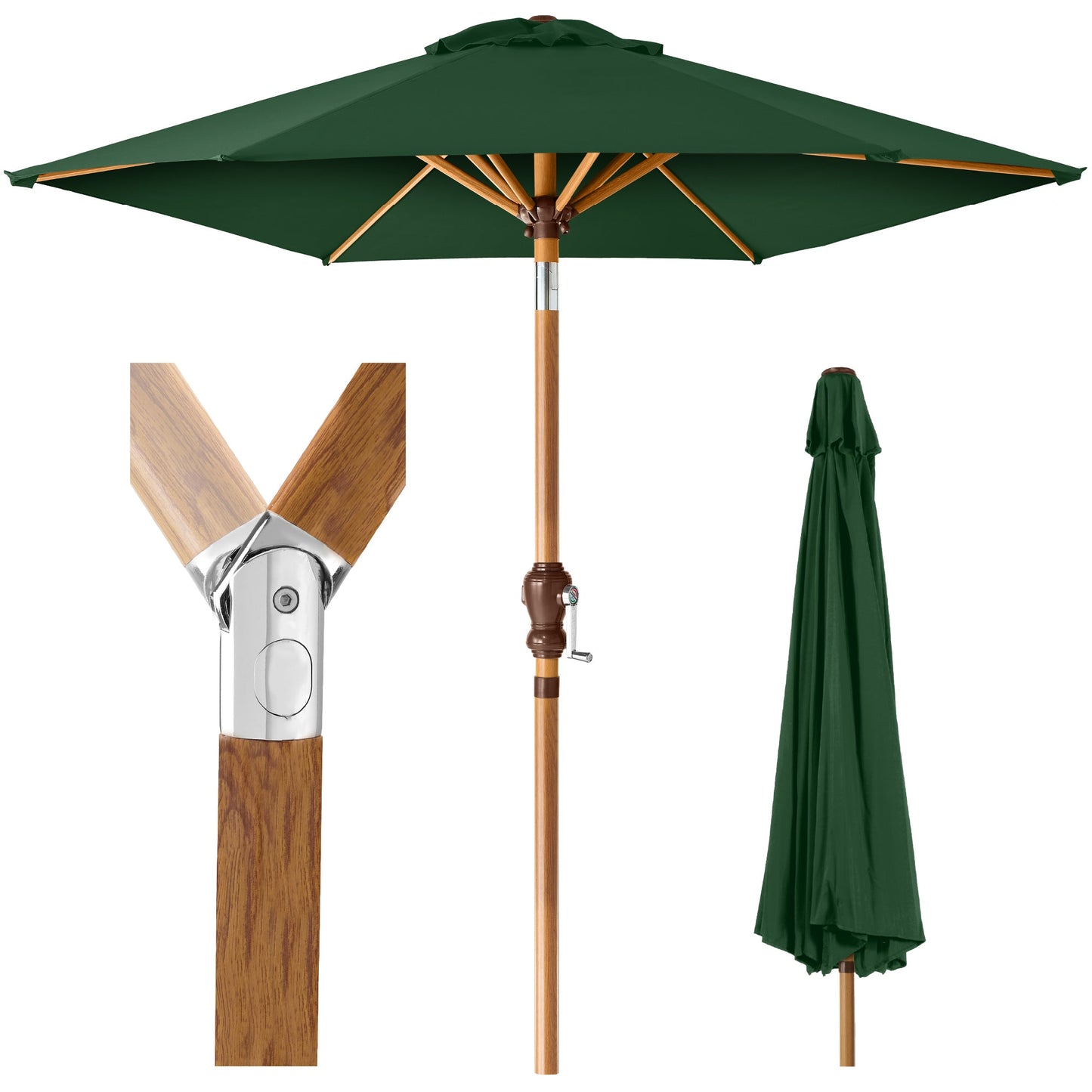 Outdoor Woodgrain Pattern Patio Umbrella Decoration w/ Tilt Crank - 10ft