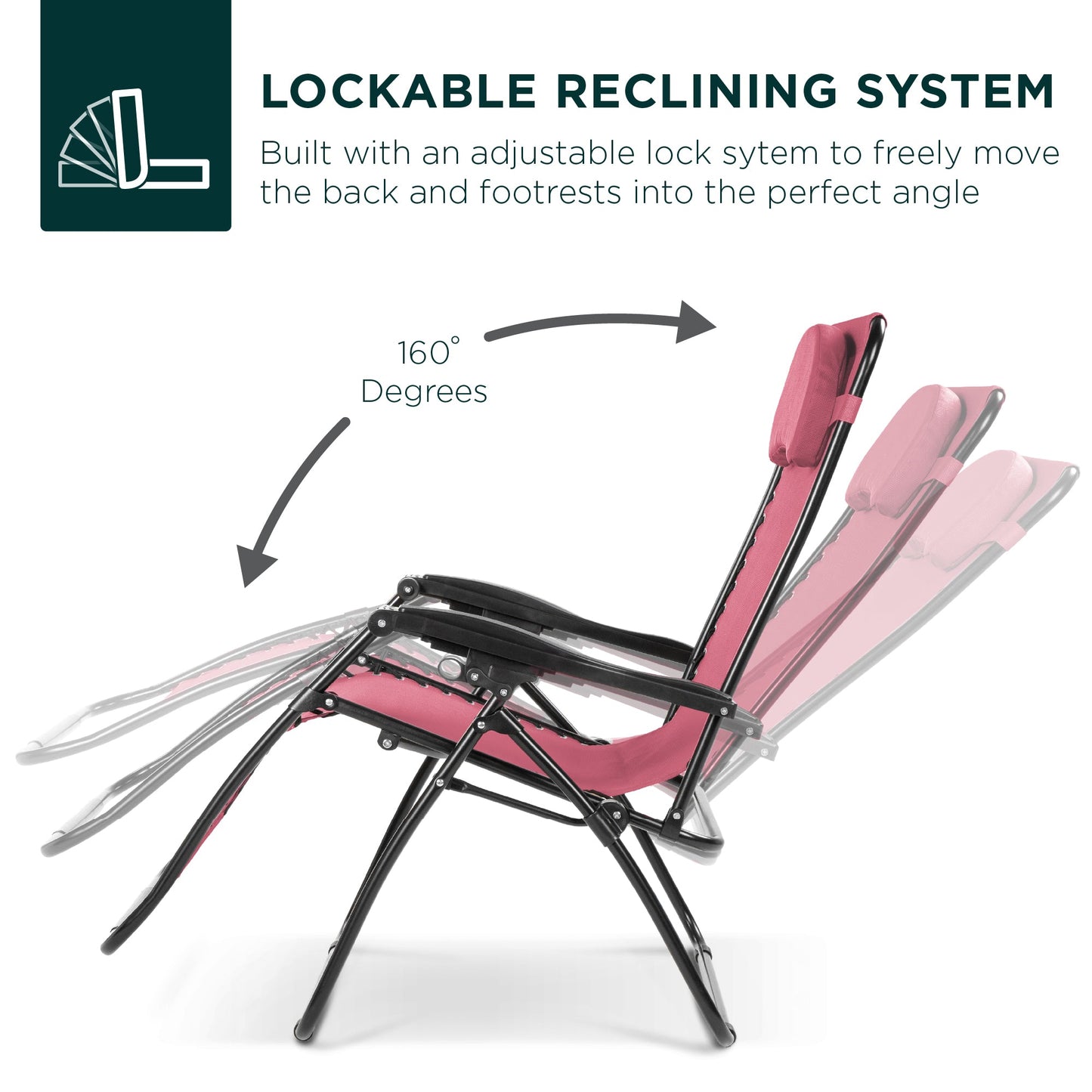 Oversized Reclining Zero Gravity Chair Lounger w/ Cup Holder Pillow