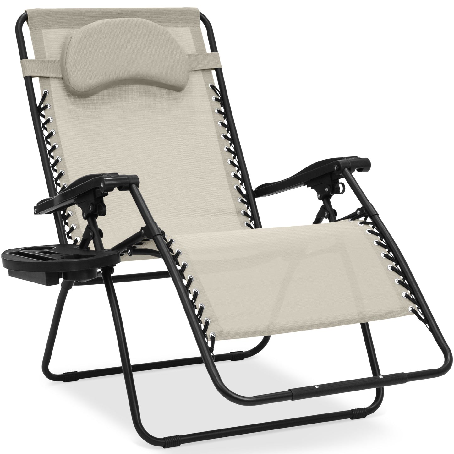 Oversized Reclining Zero Gravity Chair Lounger w/ Cup Holder Pillow