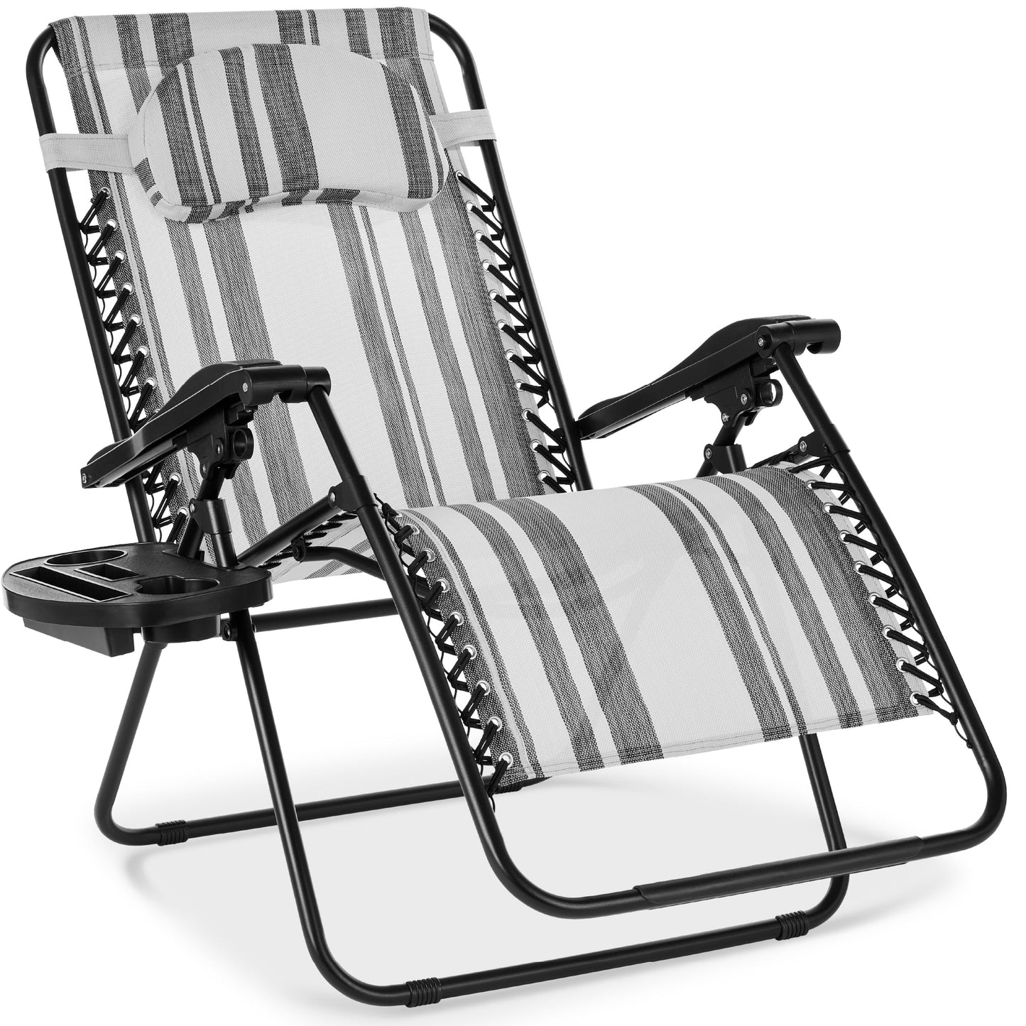 Oversized Reclining Zero Gravity Chair Lounger w/ Cup Holder Pillow