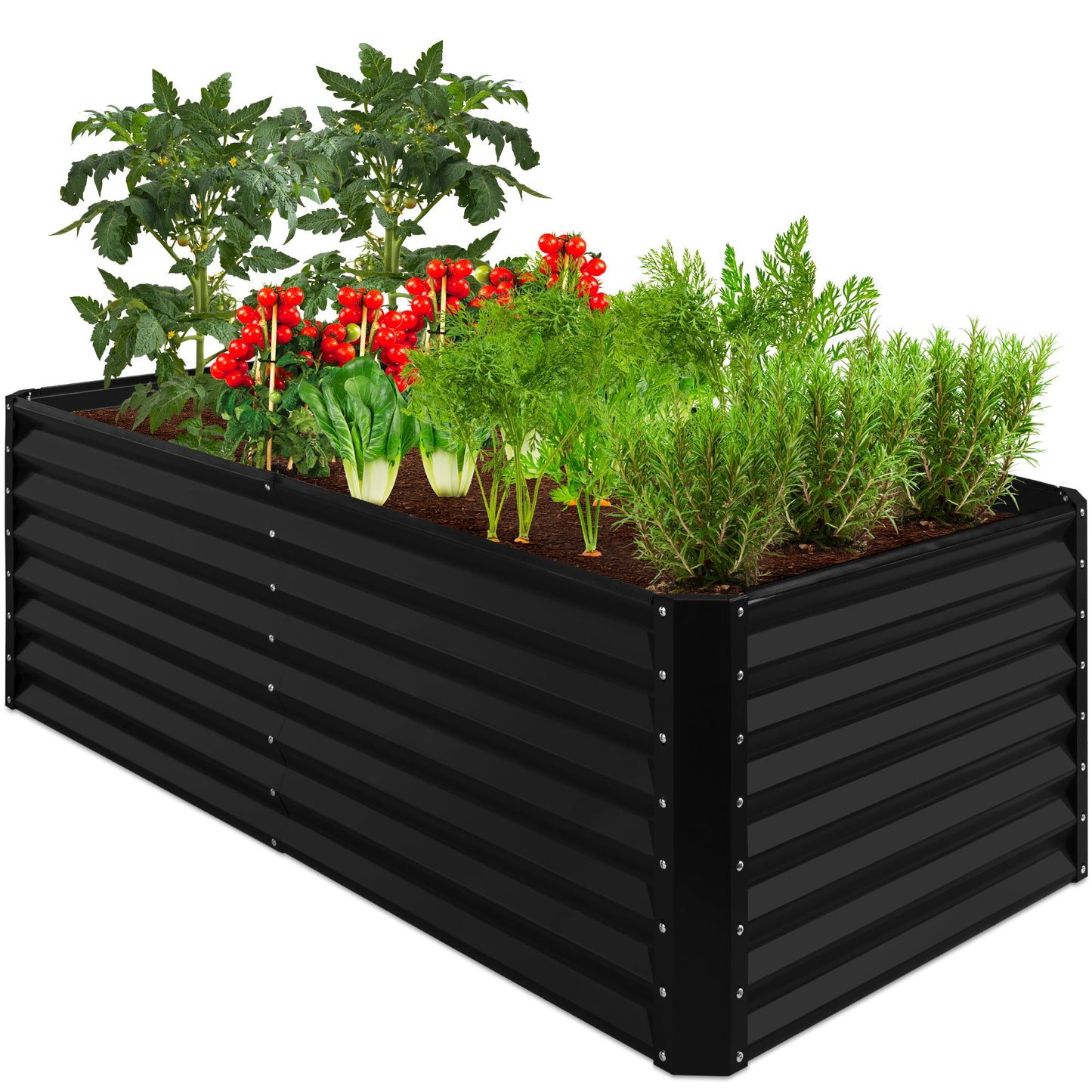 Outdoor Metal Raised Garden Bed for Vegetables Flowers Herbs - 6x3x2ft