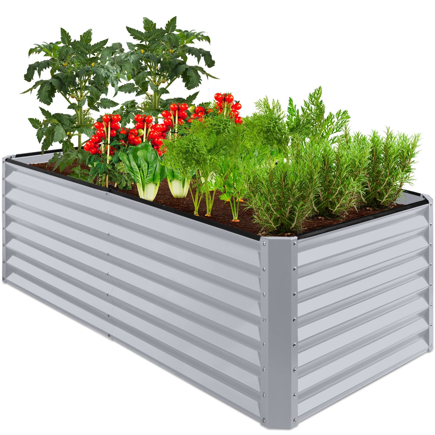 Outdoor Metal Raised Garden Bed for Vegetables Flowers Herbs - 6x3x2ft