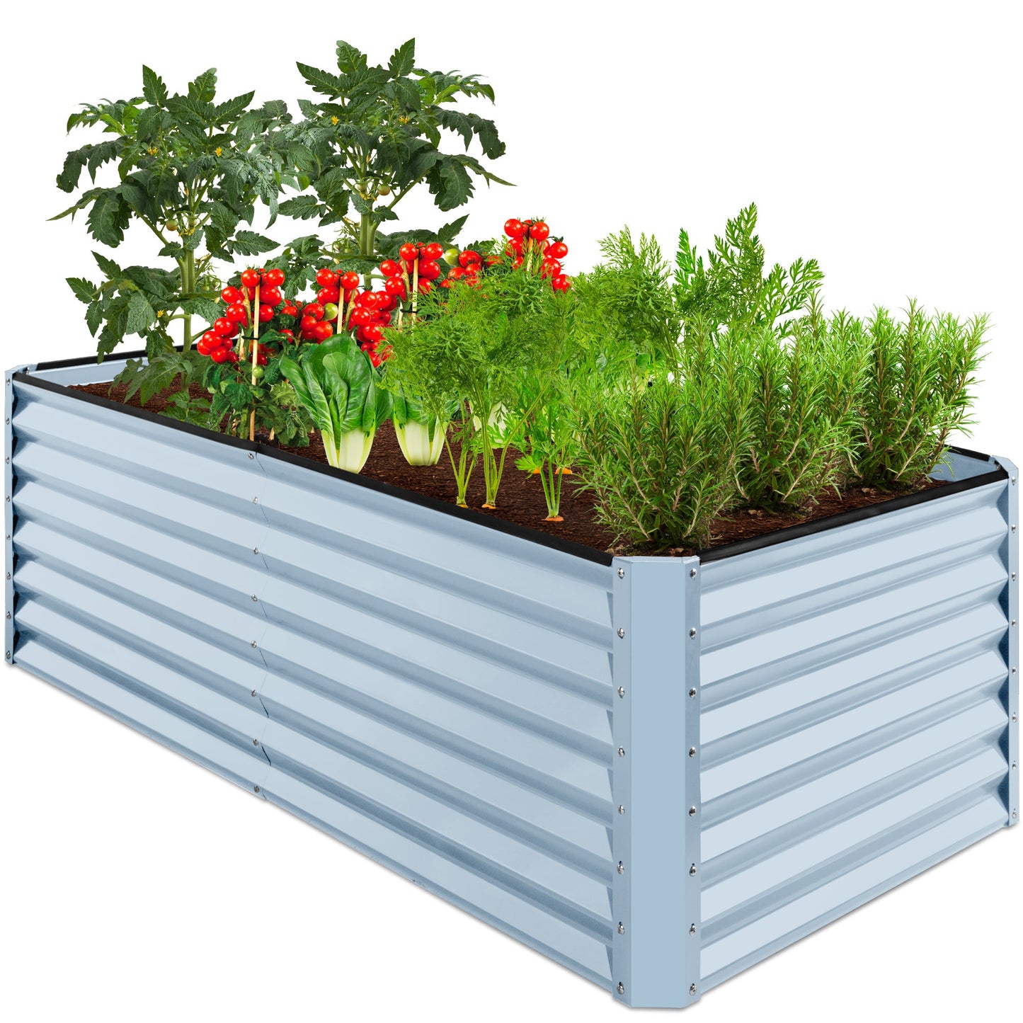 Outdoor Metal Raised Garden Bed for Vegetables Flowers Herbs - 6x3x2ft