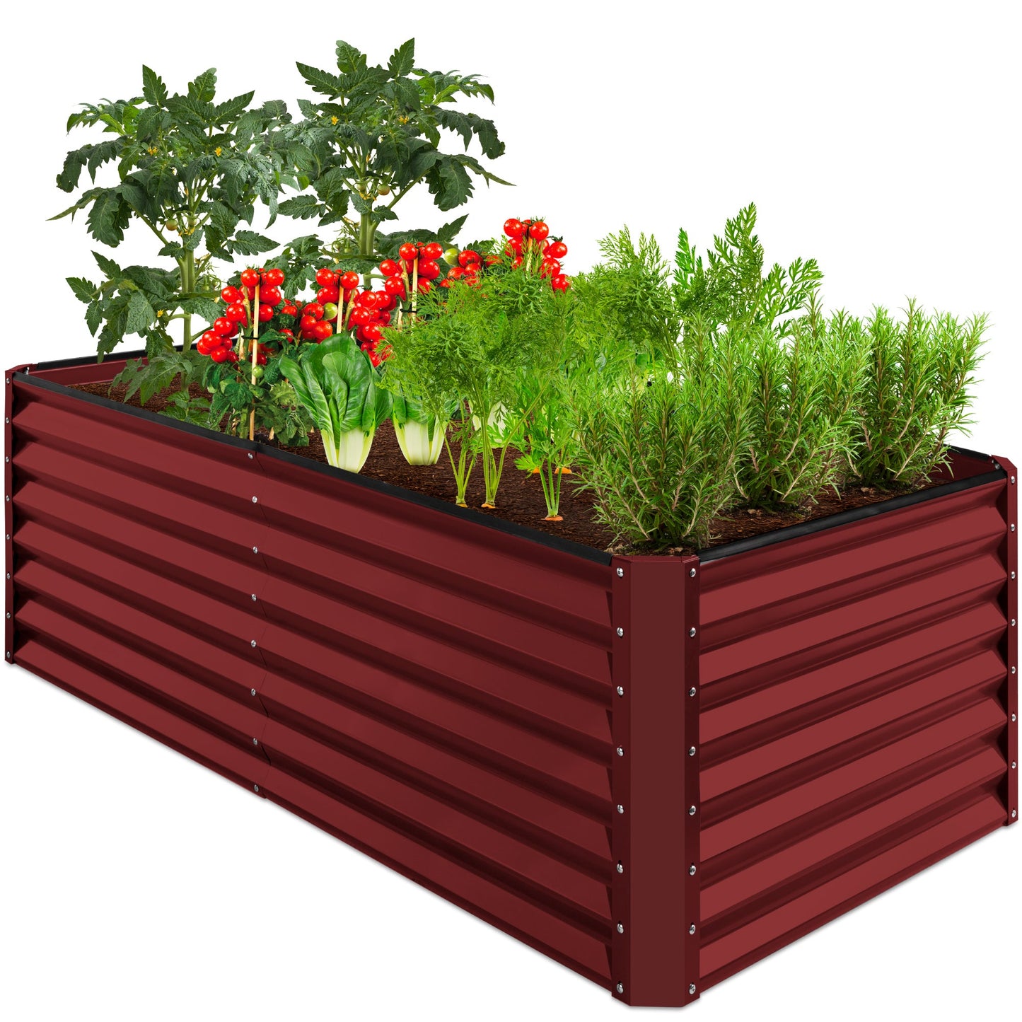 Outdoor Metal Raised Garden Bed for Vegetables Flowers Herbs - 6x3x2ft