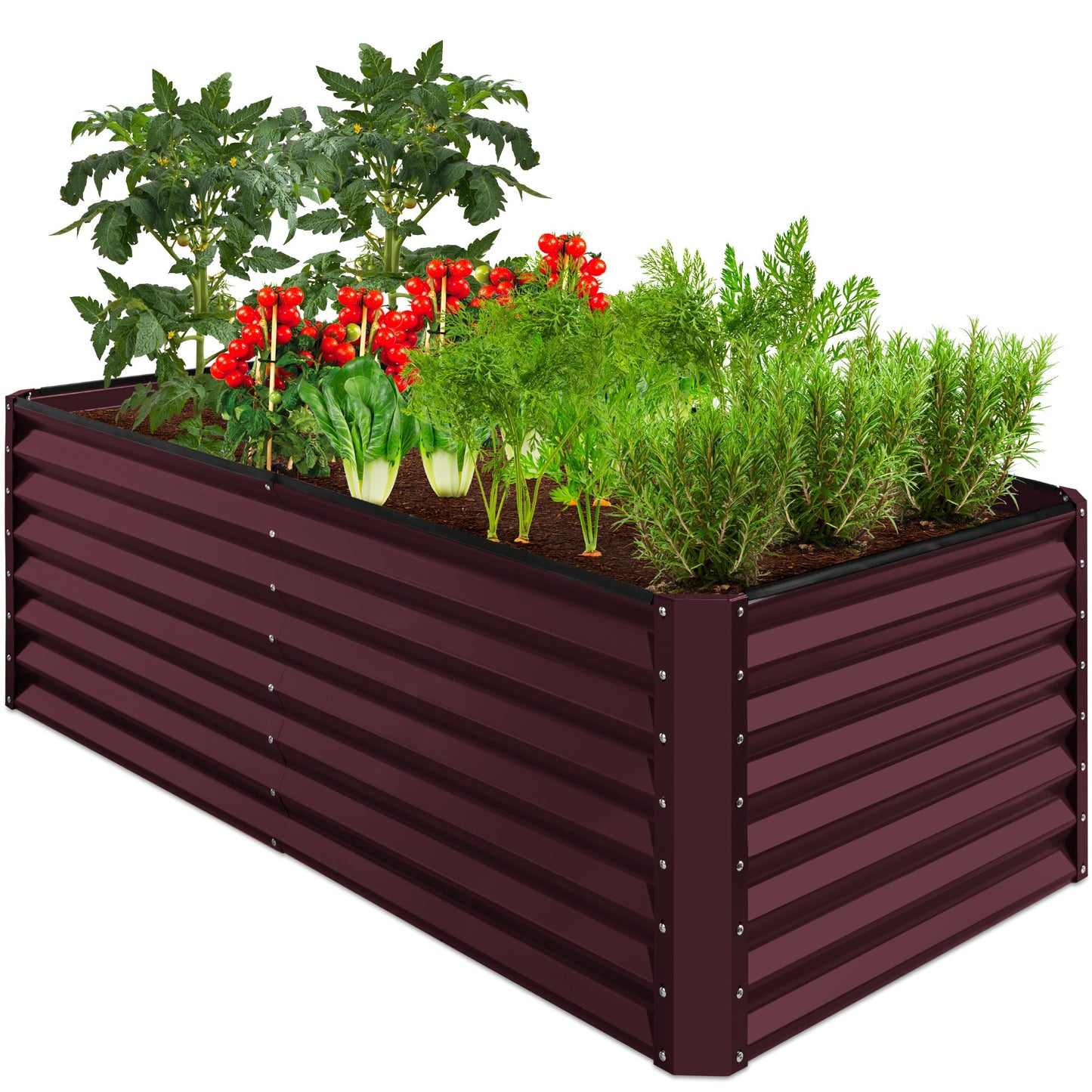 Outdoor Metal Raised Garden Bed for Vegetables Flowers Herbs - 6x3x2ft
