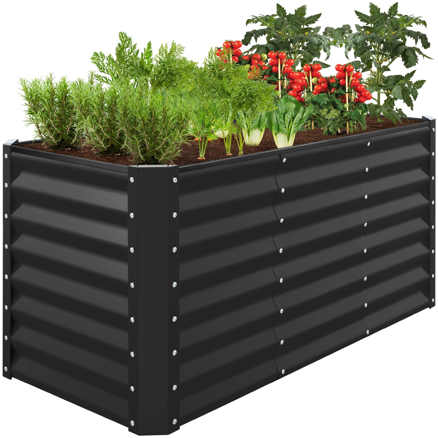Outdoor Raised Metal Garden Bed for Vegetables Flowers Herbs - 4x2x2ft
