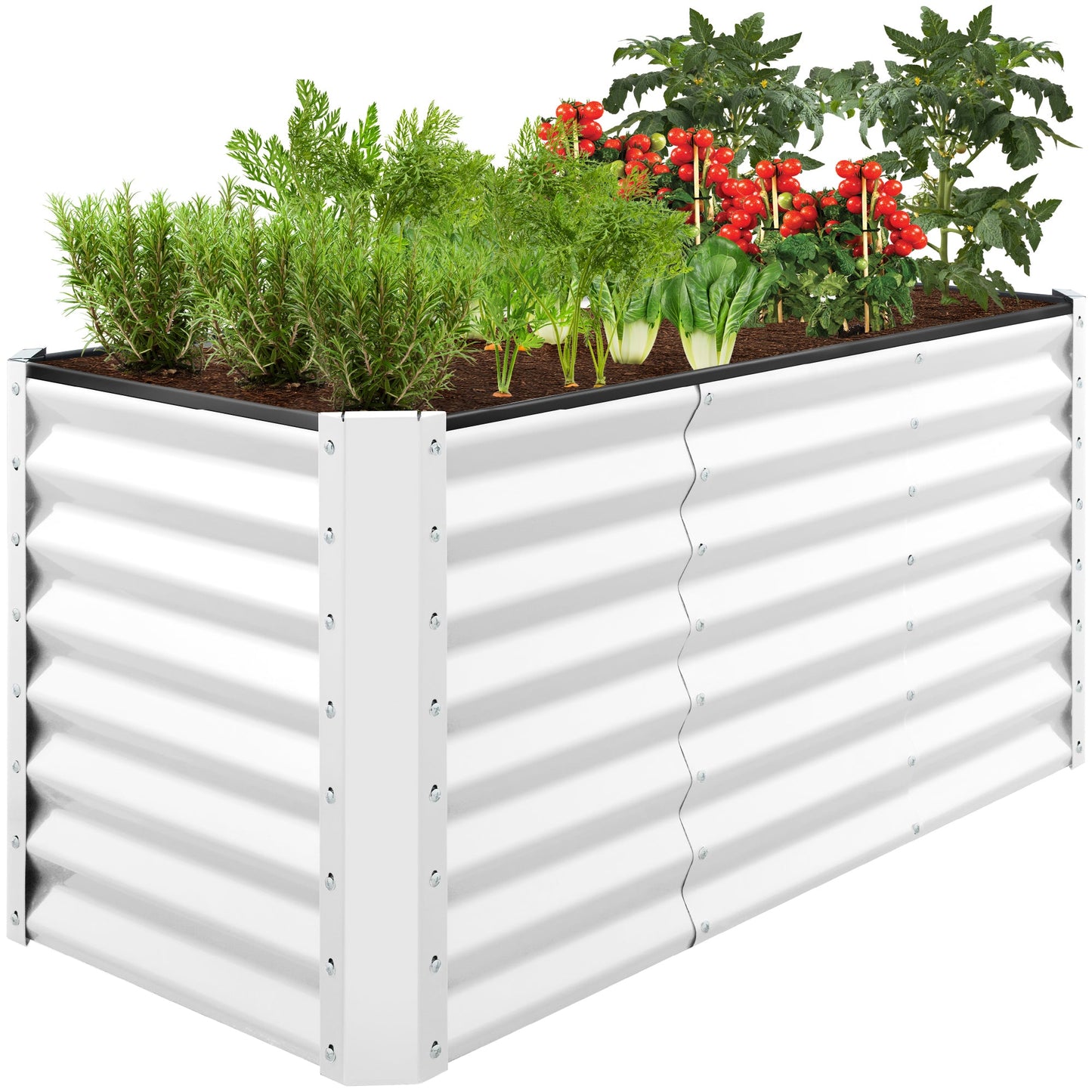 Outdoor Raised Metal Garden Bed for Vegetables Flowers Herbs - 4x2x2ft