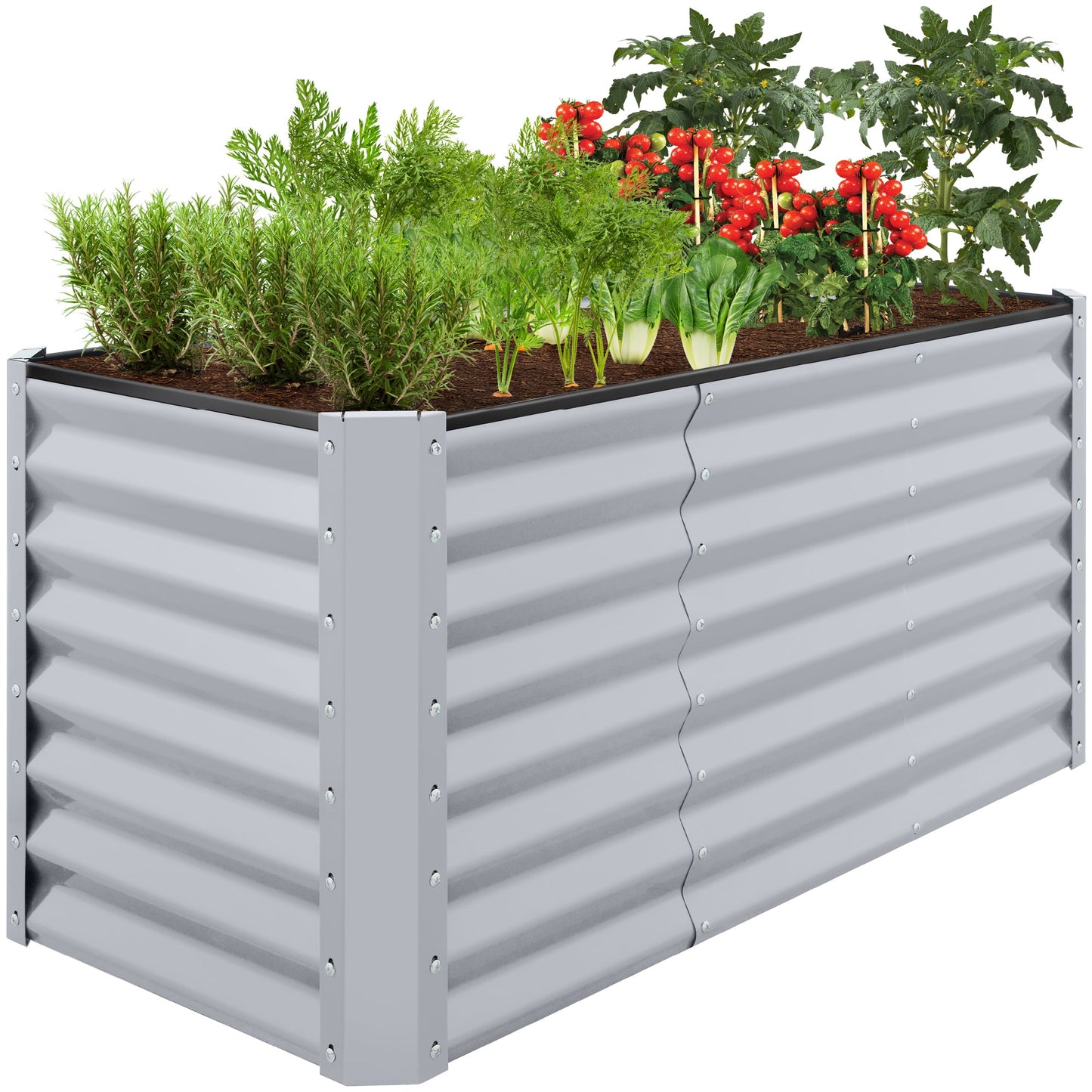 Outdoor Raised Metal Garden Bed for Vegetables Flowers Herbs - 4x2x2ft