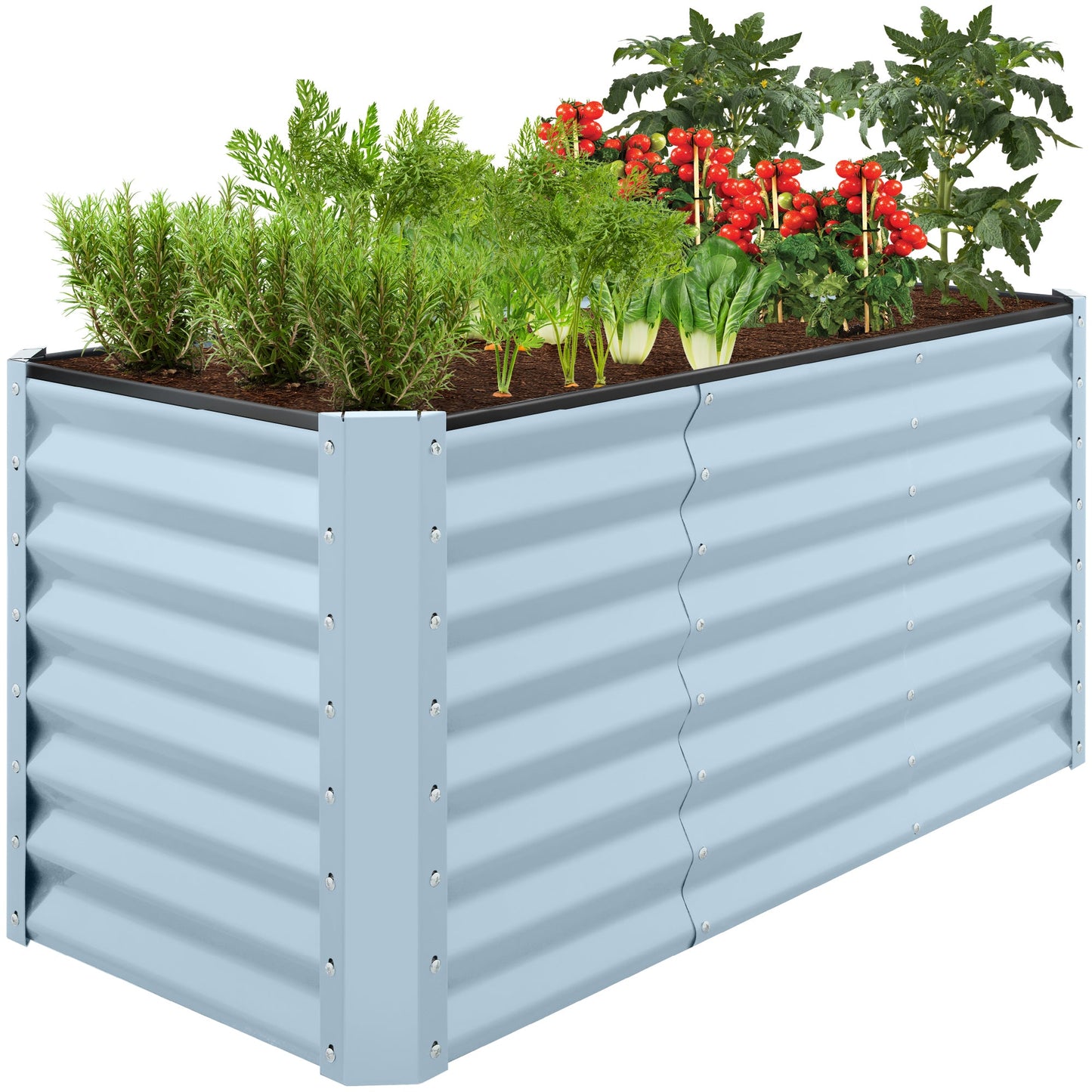 Outdoor Raised Metal Garden Bed for Vegetables Flowers Herbs - 4x2x2ft