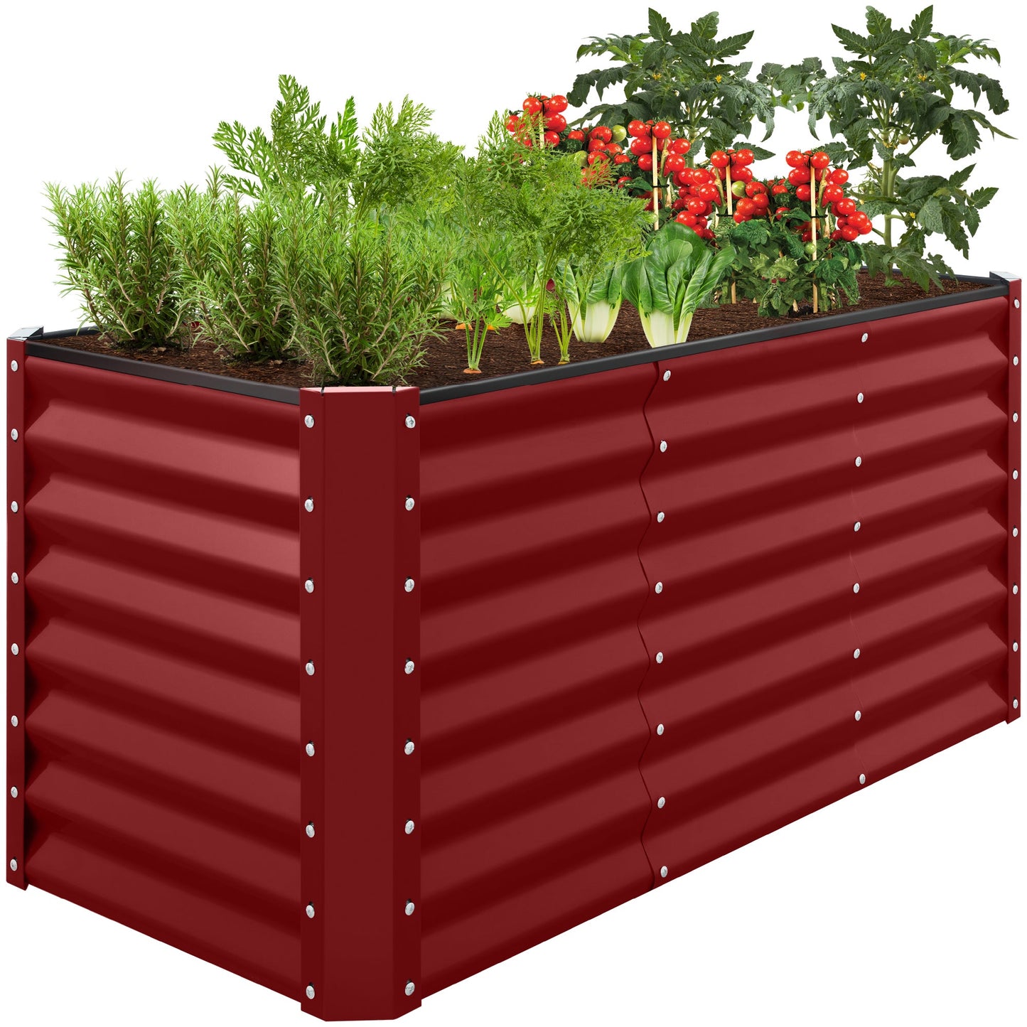 Outdoor Raised Metal Garden Bed for Vegetables Flowers Herbs - 4x2x2ft