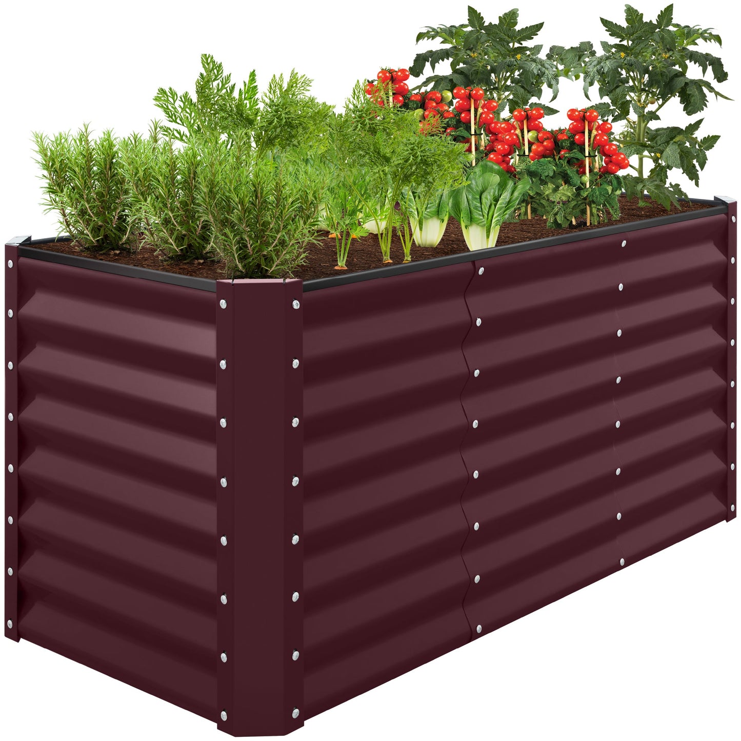 Outdoor Raised Metal Garden Bed for Vegetables Flowers Herbs - 4x2x2ft