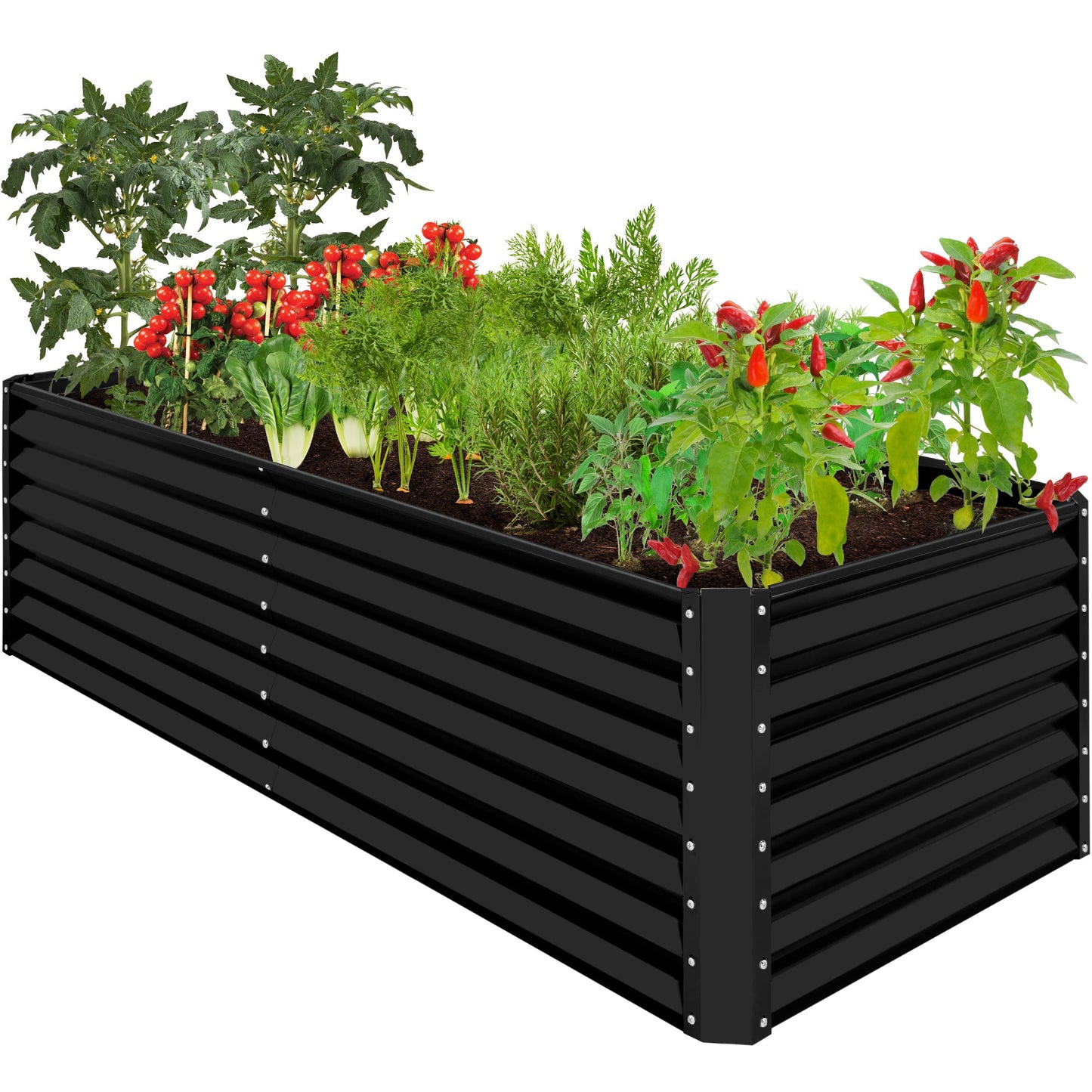Outdoor Metal Raised Garden Bed for Vegetables Flowers Herbs - 8x4x2ft