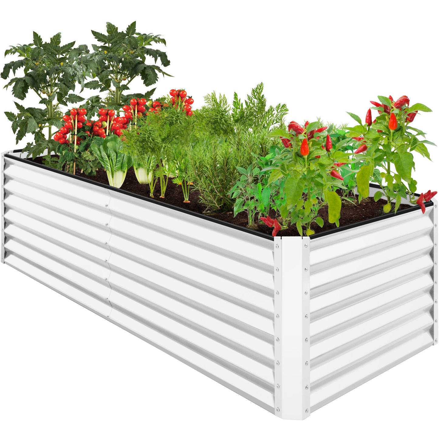 Outdoor Metal Raised Garden Bed for Vegetables Flowers Herbs - 8x4x2ft