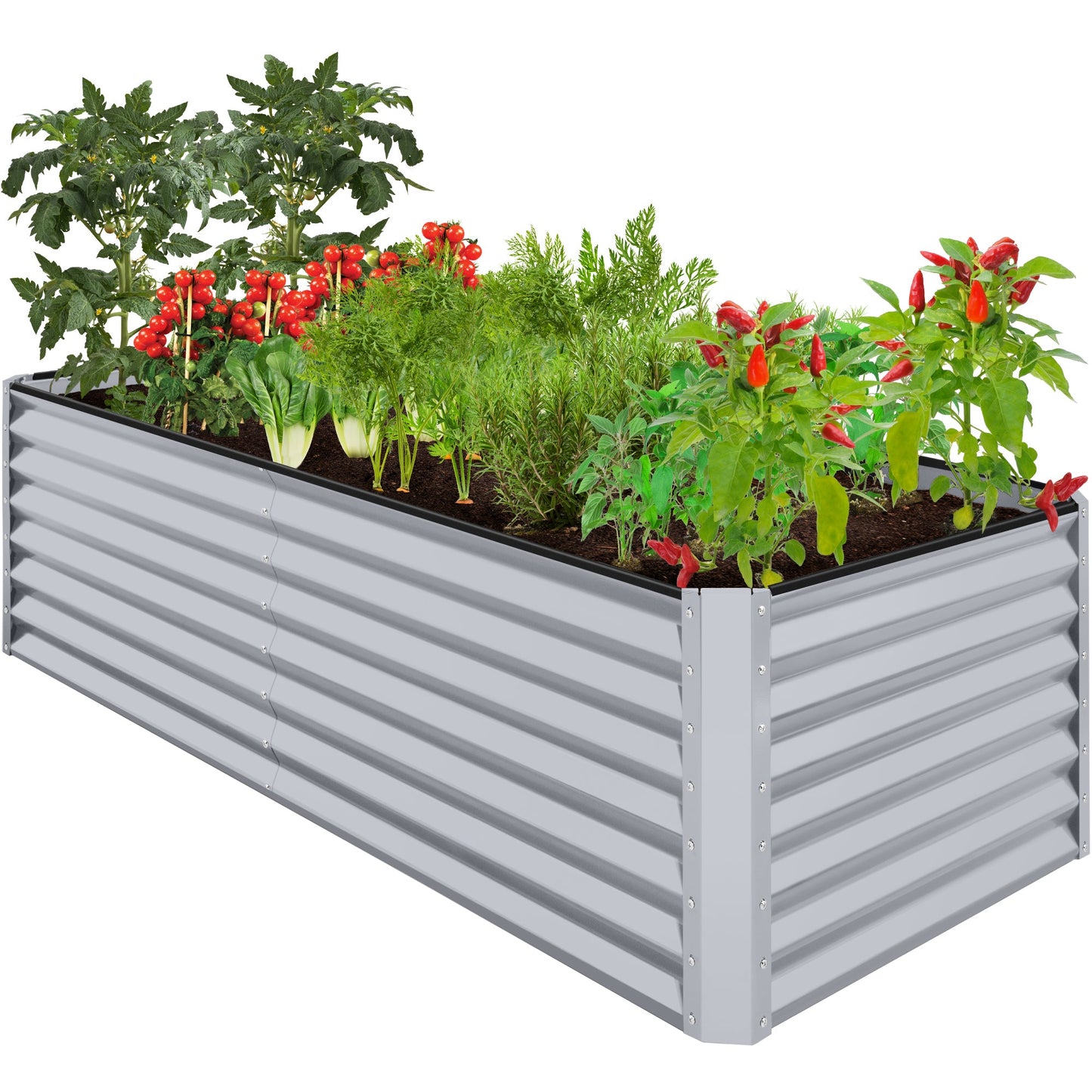 Outdoor Metal Raised Garden Bed for Vegetables Flowers Herbs - 8x4x2ft