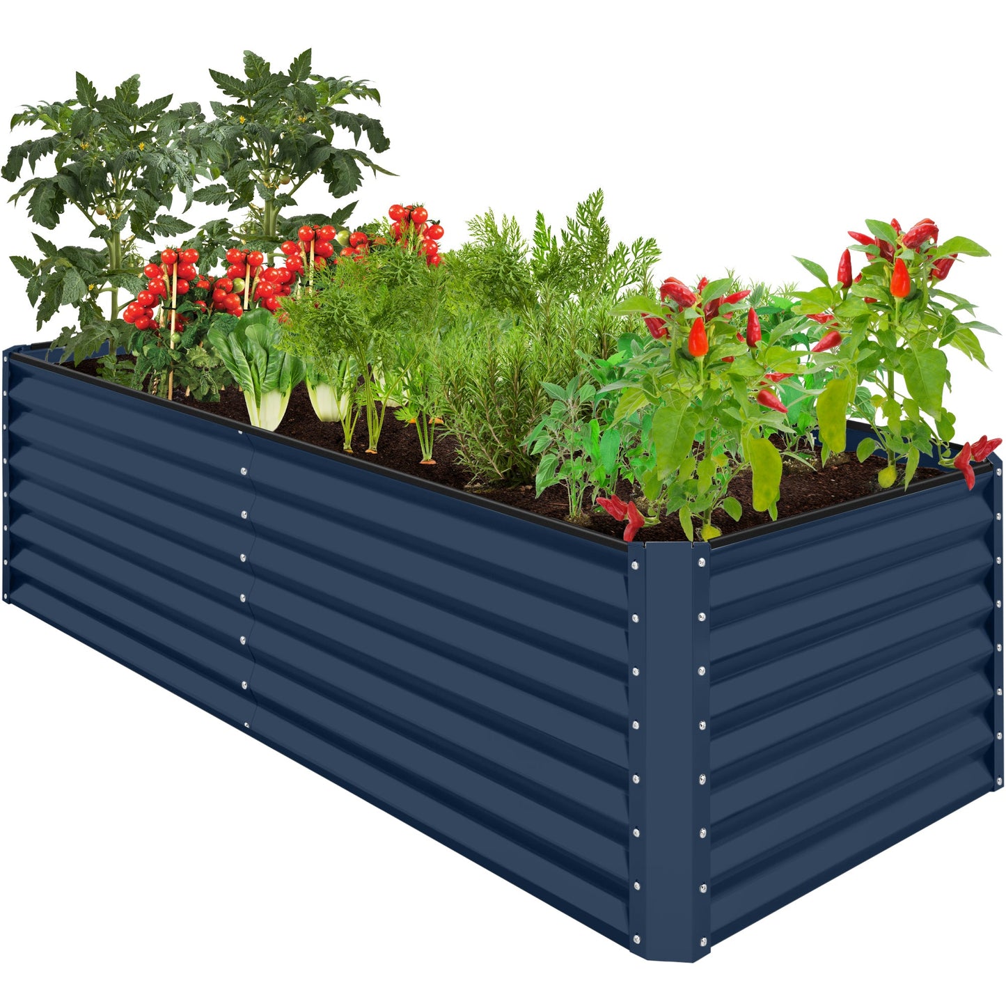 Outdoor Metal Raised Garden Bed for Vegetables Flowers Herbs - 8x4x2ft