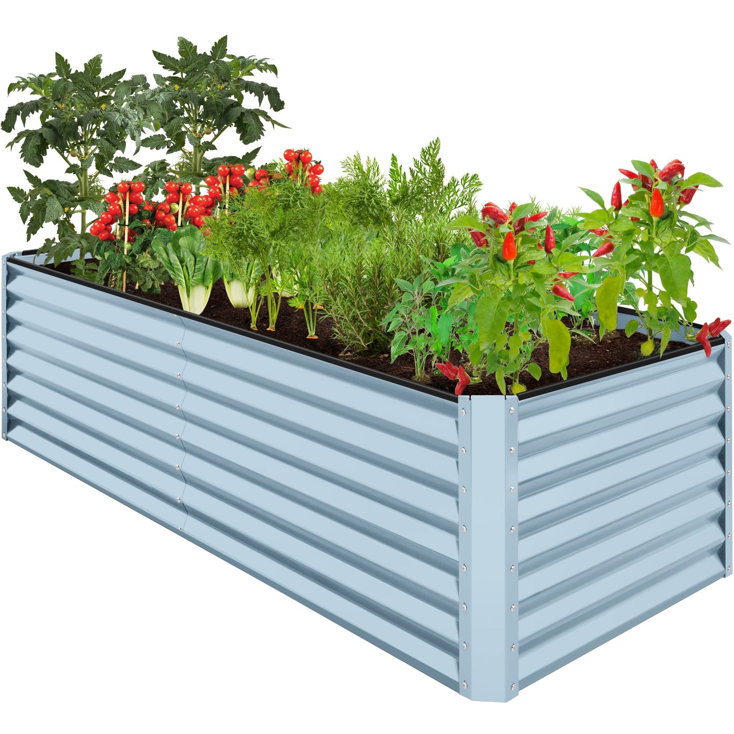 Outdoor Metal Raised Garden Bed for Vegetables Flowers Herbs - 8x4x2ft