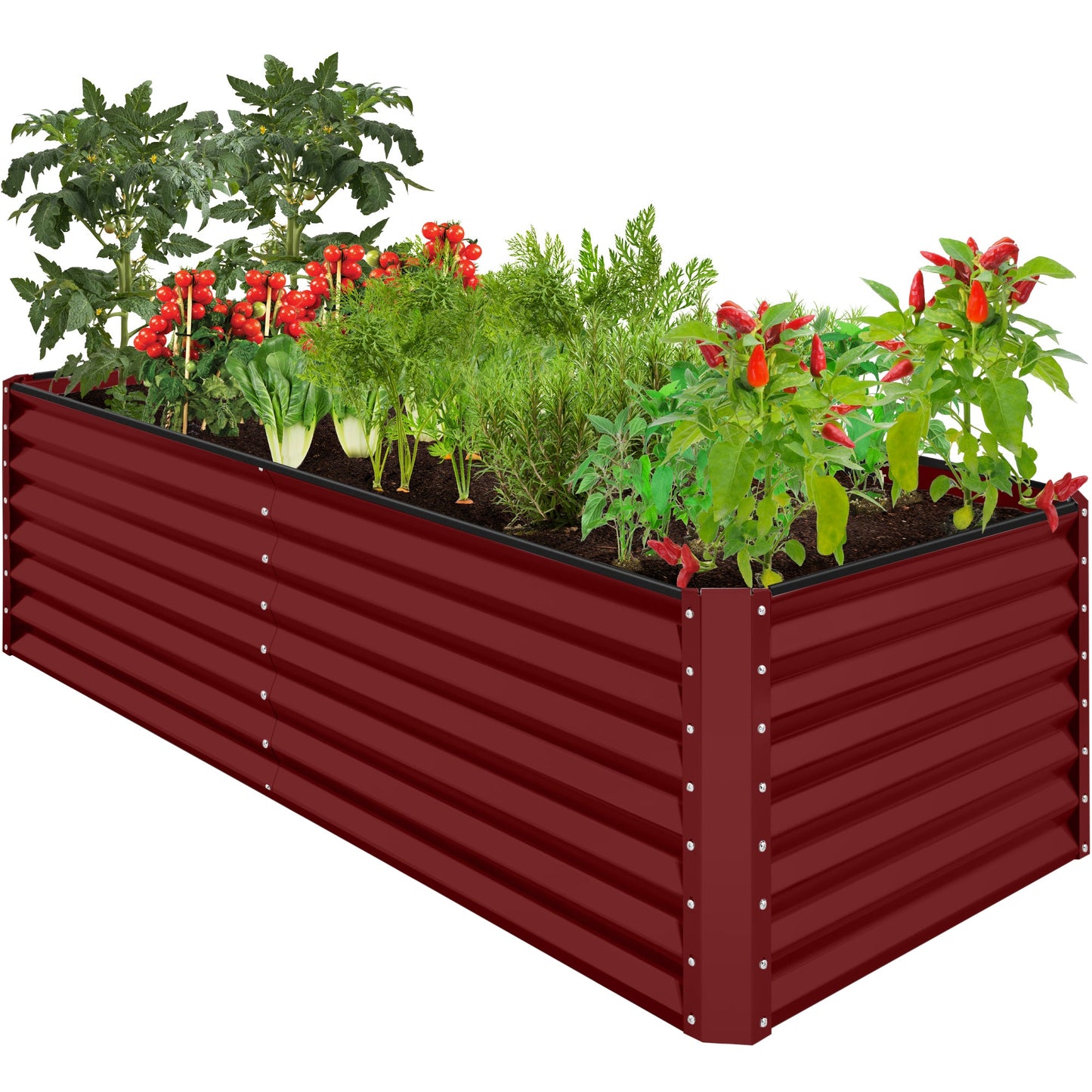 Outdoor Metal Raised Garden Bed for Vegetables Flowers Herbs - 8x4x2ft