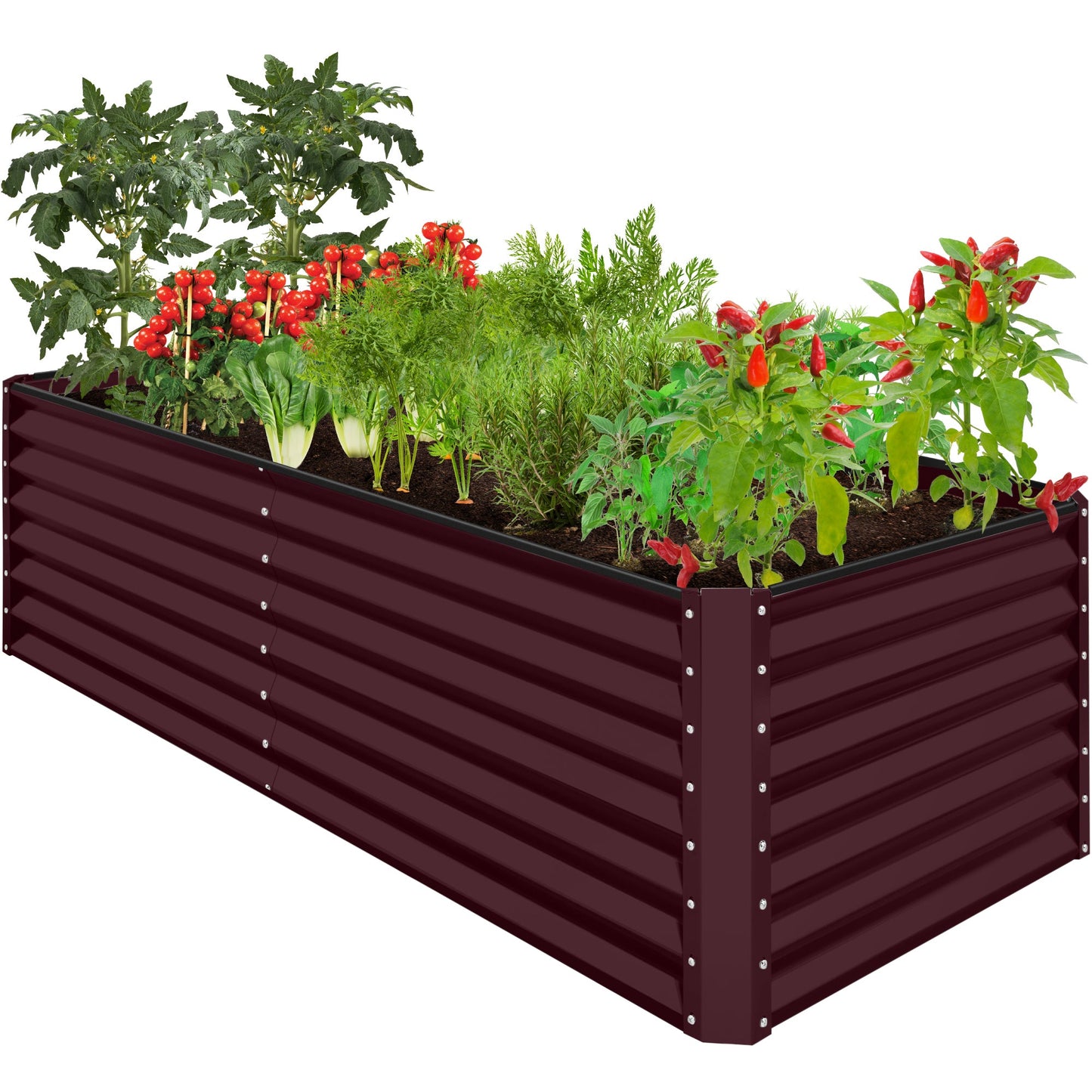 Outdoor Metal Raised Garden Bed for Vegetables Flowers Herbs - 8x4x2ft