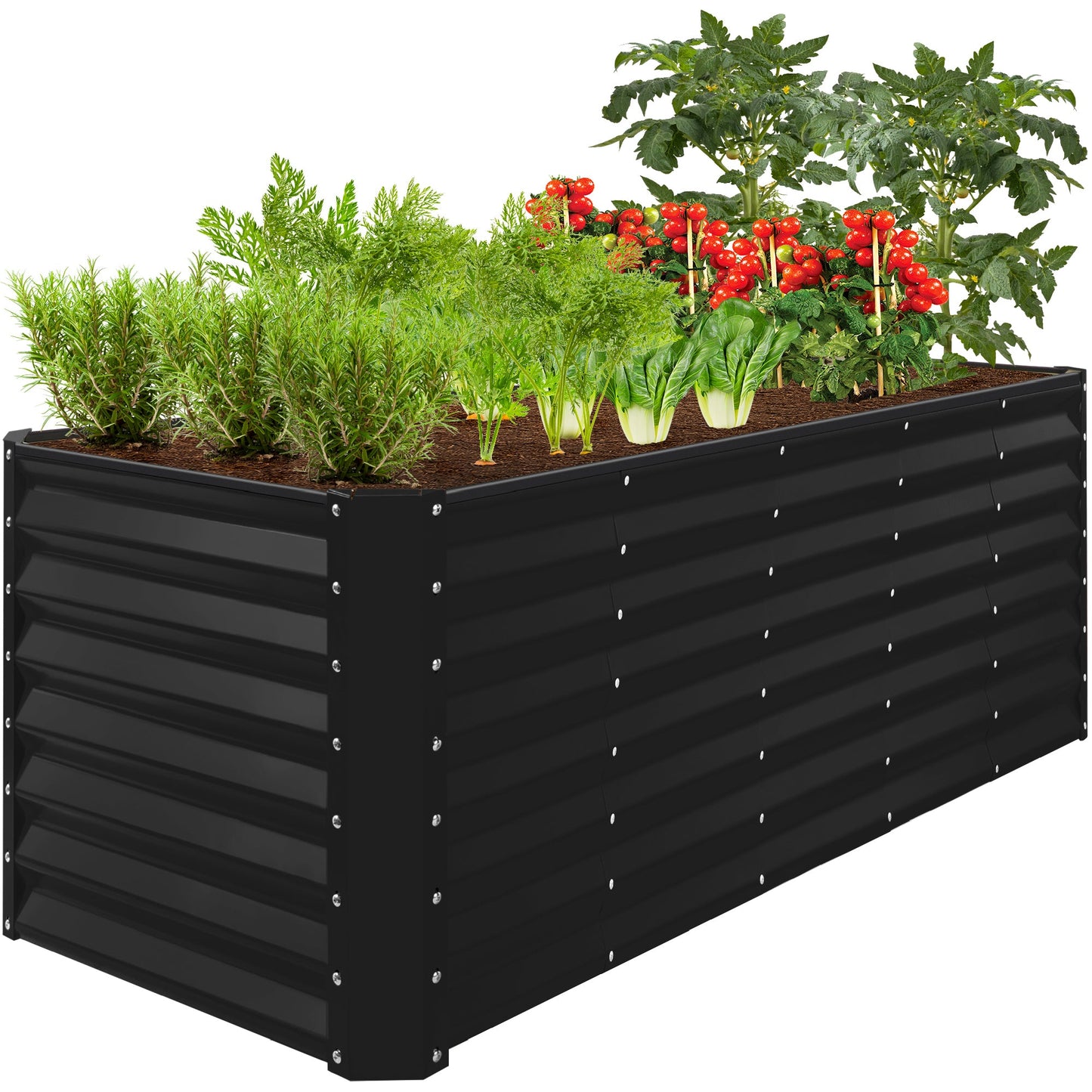 Outdoor Metal Raised Garden Bed for Vegetables Flowers Herbs - 8x2x2ft