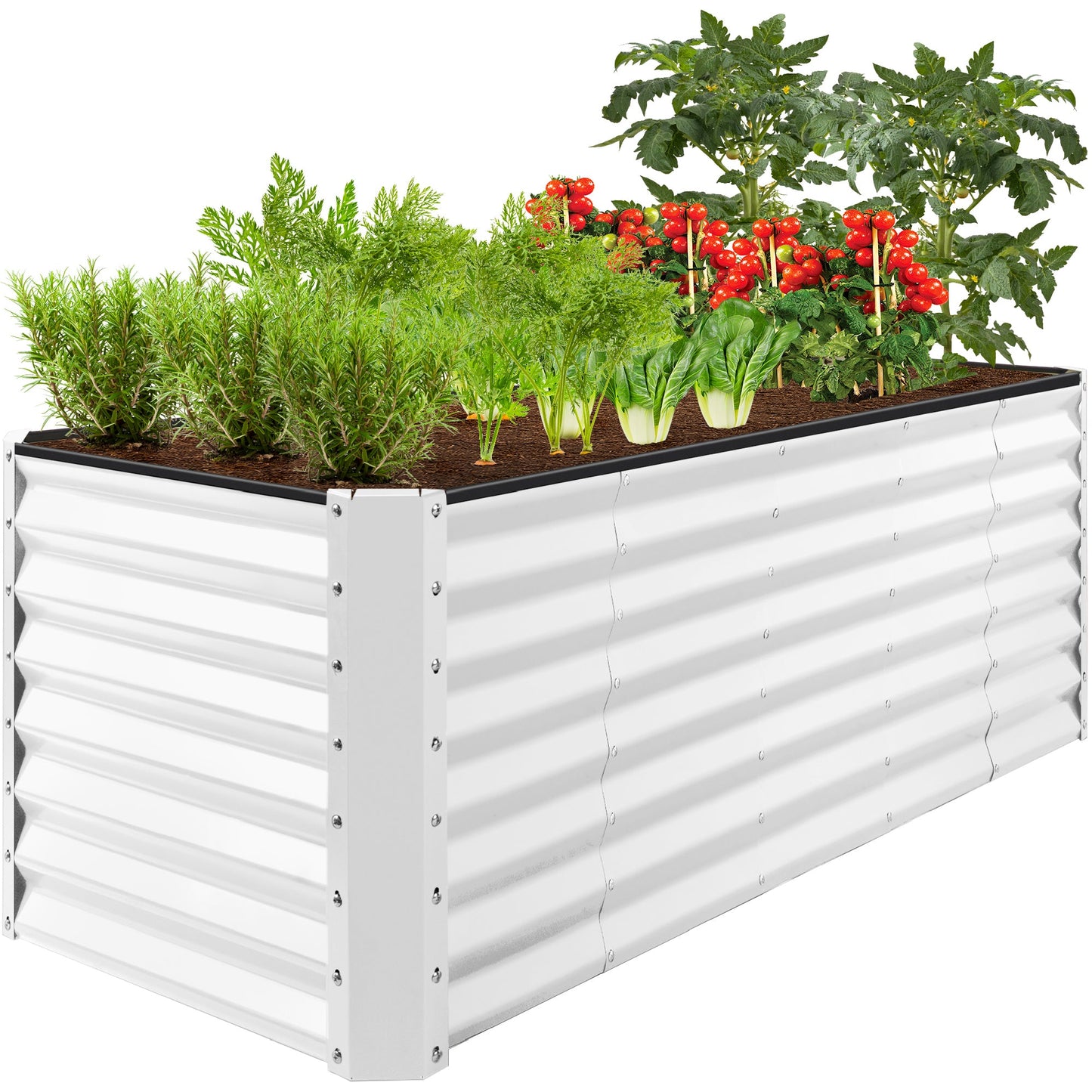 Outdoor Metal Raised Garden Bed for Vegetables Flowers Herbs - 8x2x2ft