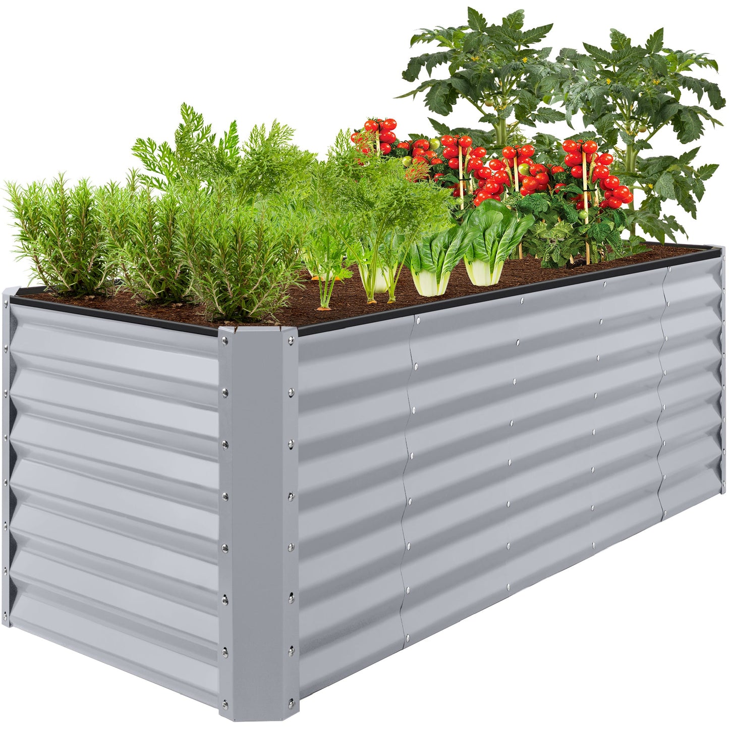 Outdoor Metal Raised Garden Bed for Vegetables Flowers Herbs - 8x2x2ft