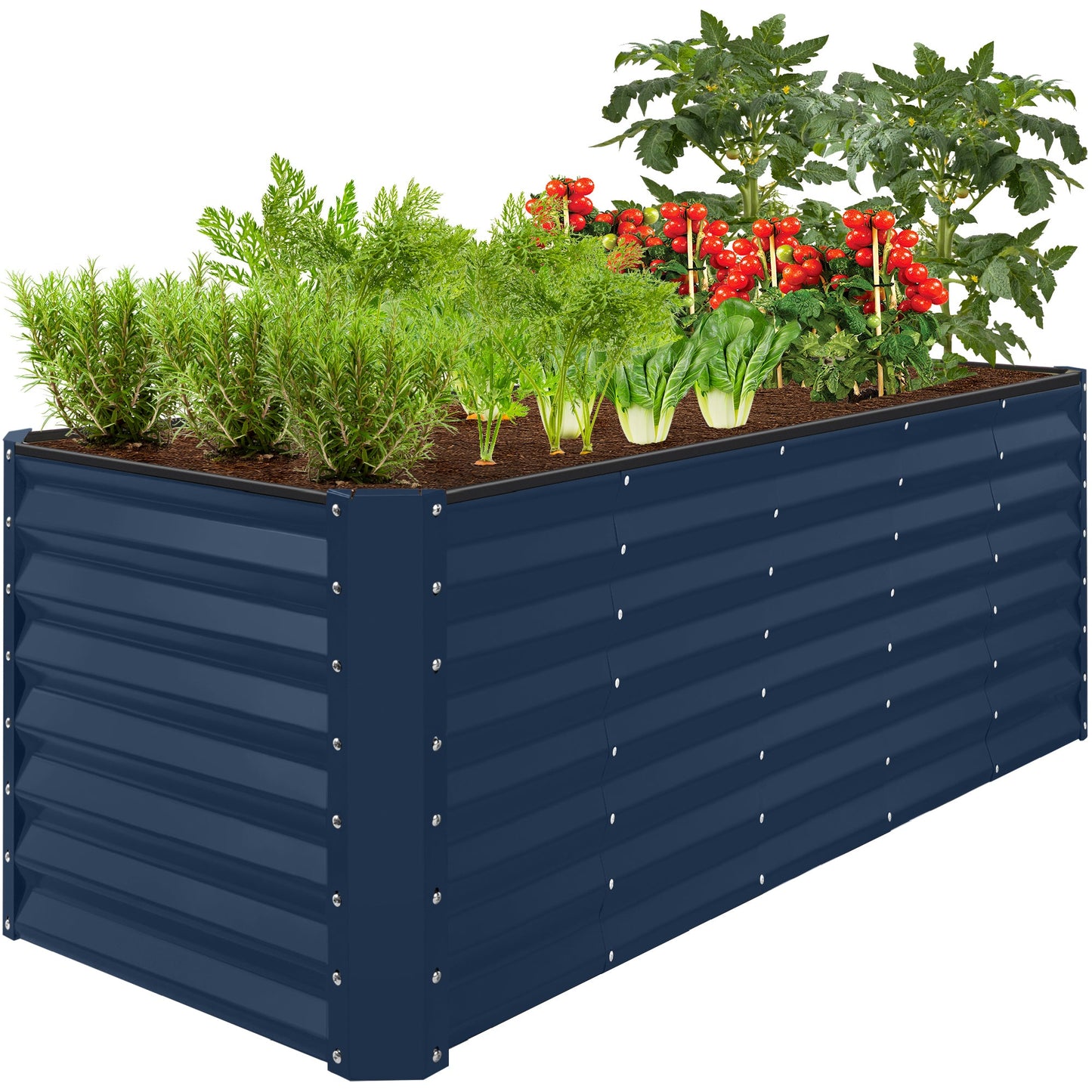 Outdoor Metal Raised Garden Bed for Vegetables Flowers Herbs - 8x2x2ft