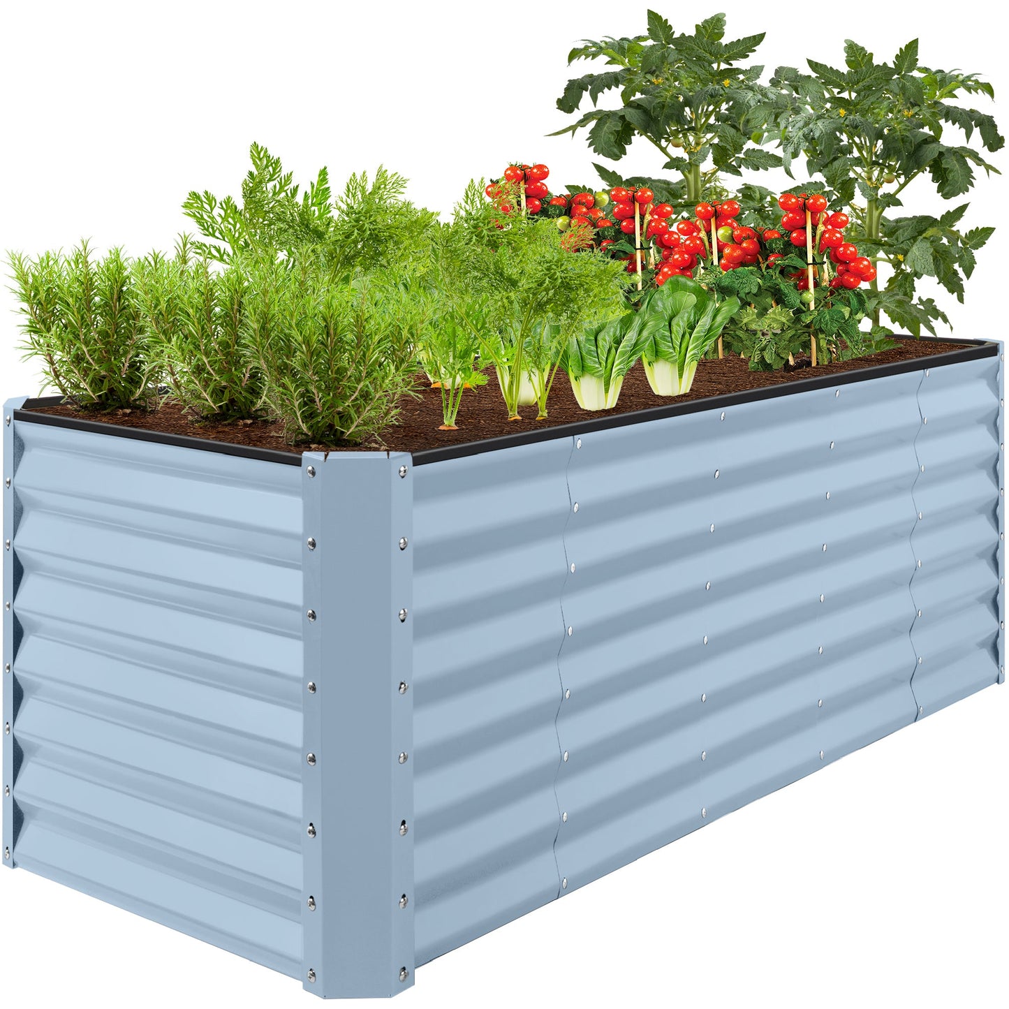 Outdoor Metal Raised Garden Bed for Vegetables Flowers Herbs - 8x2x2ft