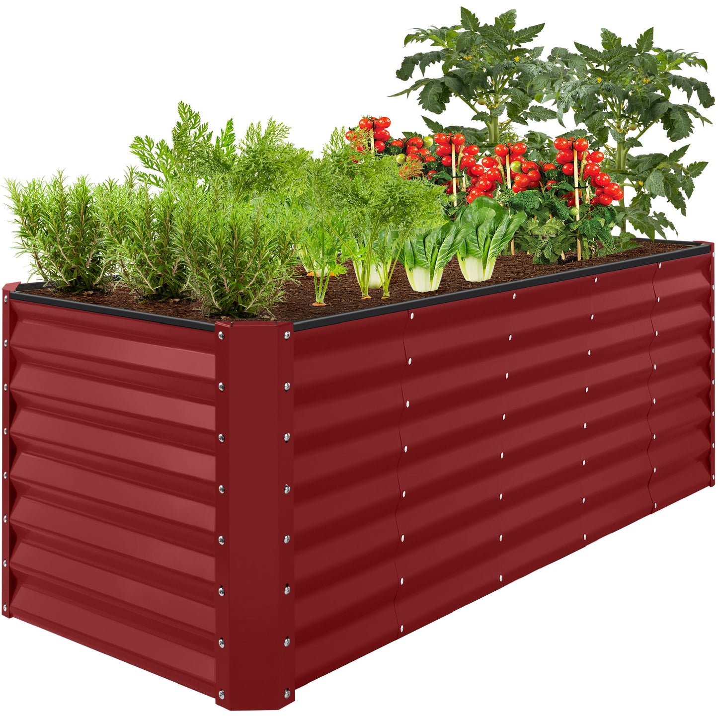 Outdoor Metal Raised Garden Bed for Vegetables Flowers Herbs - 8x2x2ft
