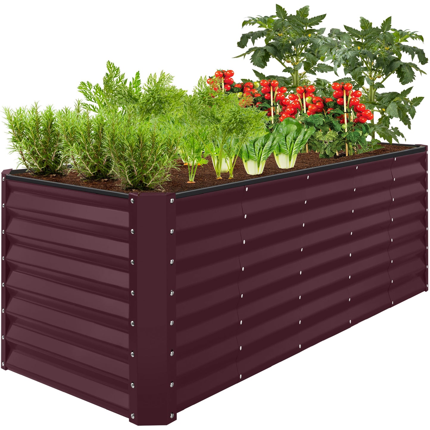 Outdoor Metal Raised Garden Bed for Vegetables Flowers Herbs - 8x2x2ft
