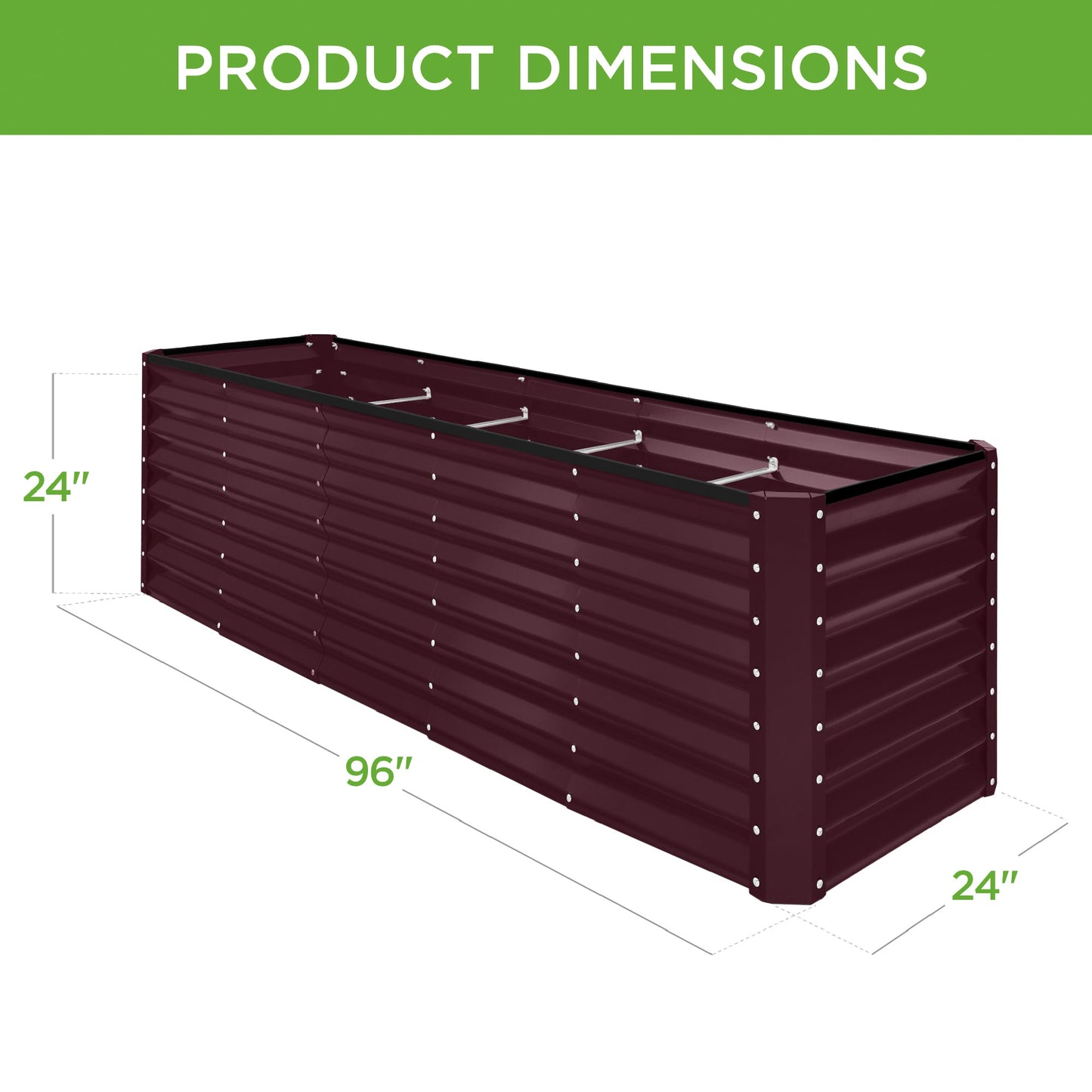 Outdoor Metal Raised Garden Bed for Vegetables Flowers Herbs - 8x2x2ft