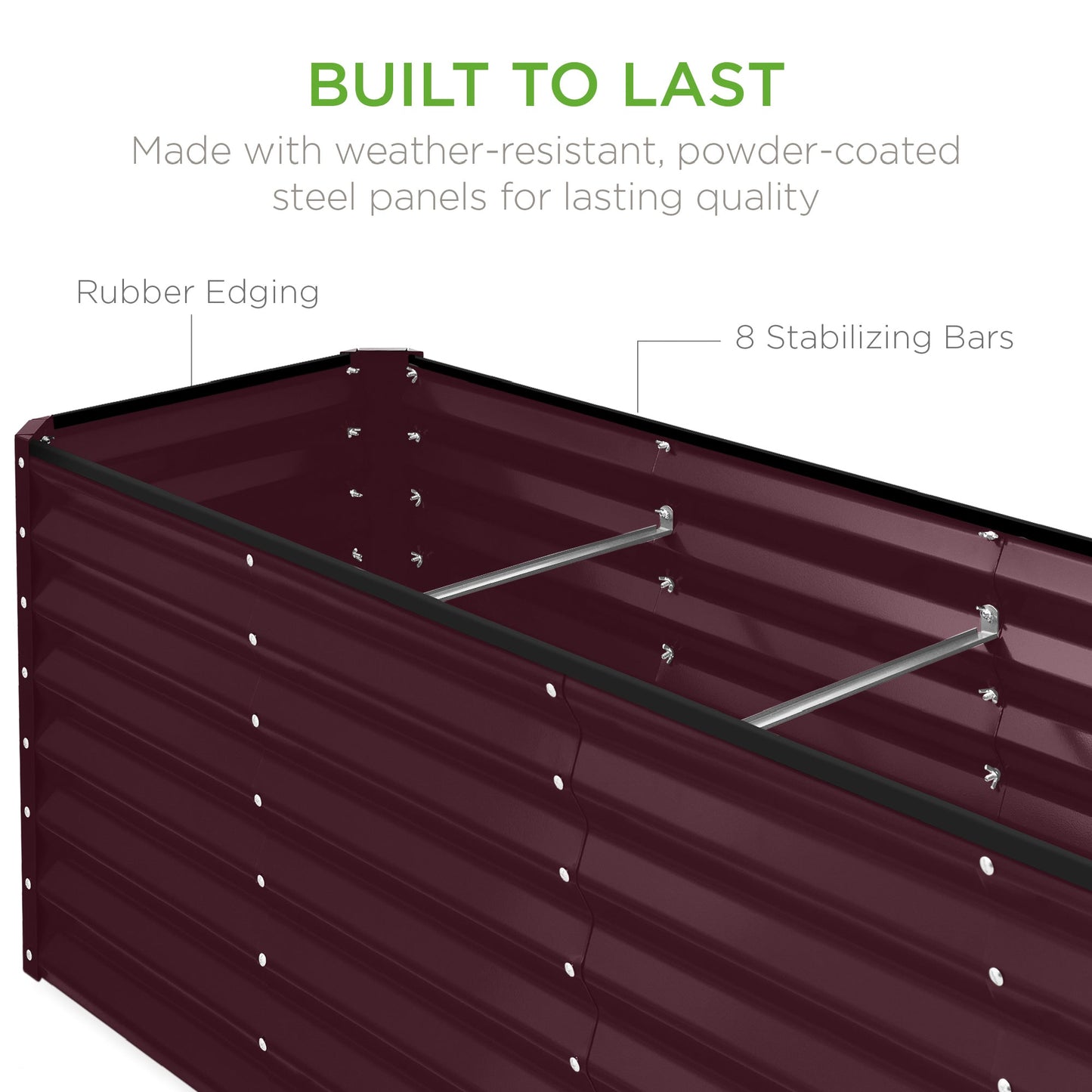 Outdoor Metal Raised Garden Bed for Vegetables Flowers Herbs - 8x2x2ft