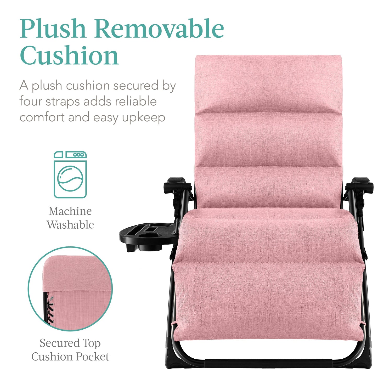 Oversized Zero Gravity Chair Folding Outdoor Recliner w/ Removable Cushion