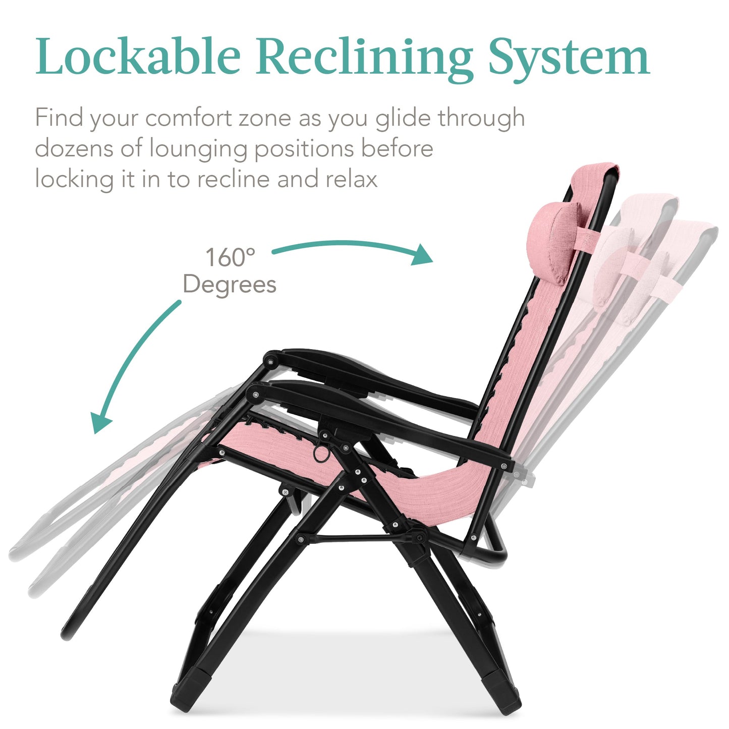 Oversized Zero Gravity Chair Folding Outdoor Recliner w/ Removable Cushion