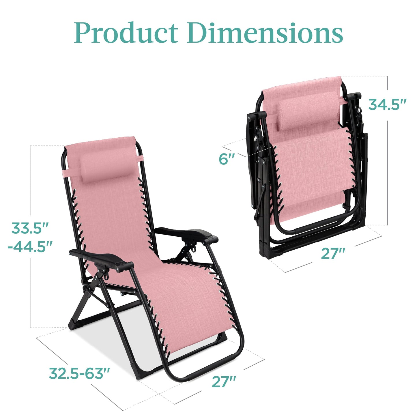 Oversized Zero Gravity Chair Folding Outdoor Recliner w/ Removable Cushion