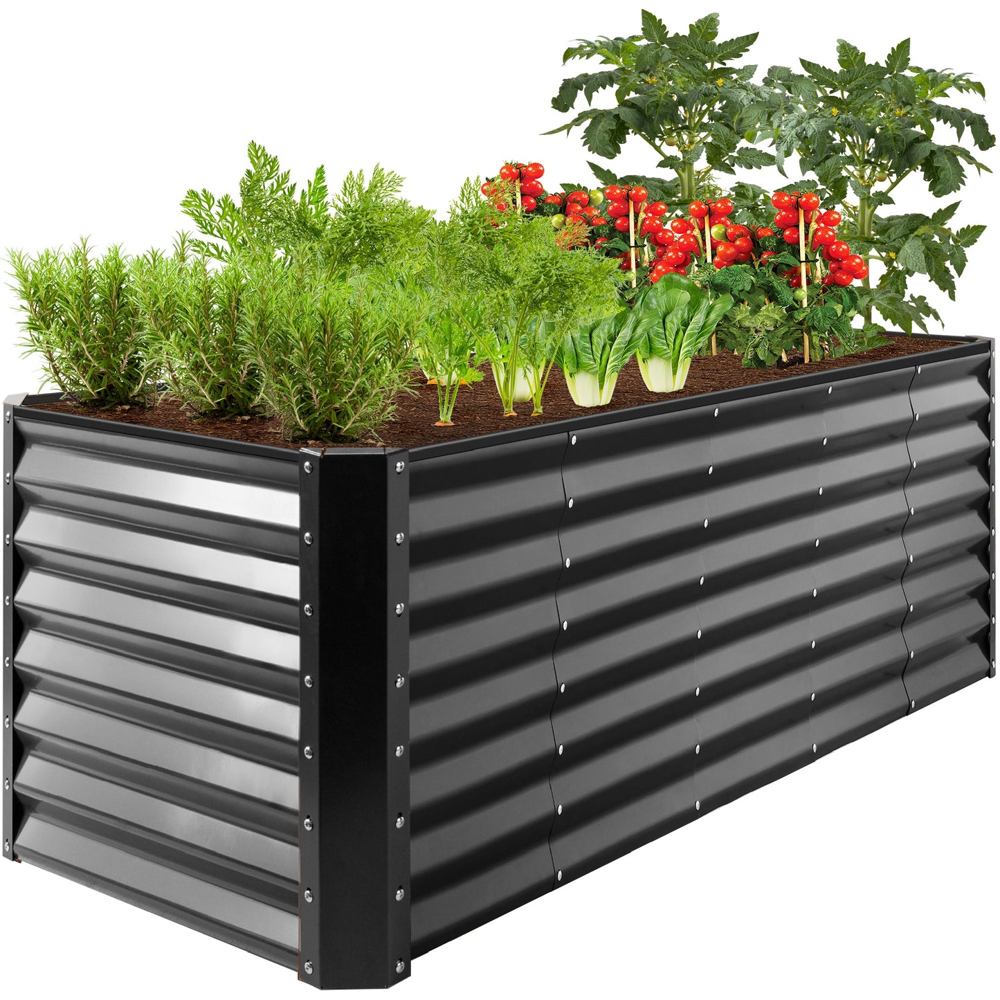Outdoor Metal Raised Garden Bed for Vegetables Flowers Herbs - 8x2x2ft