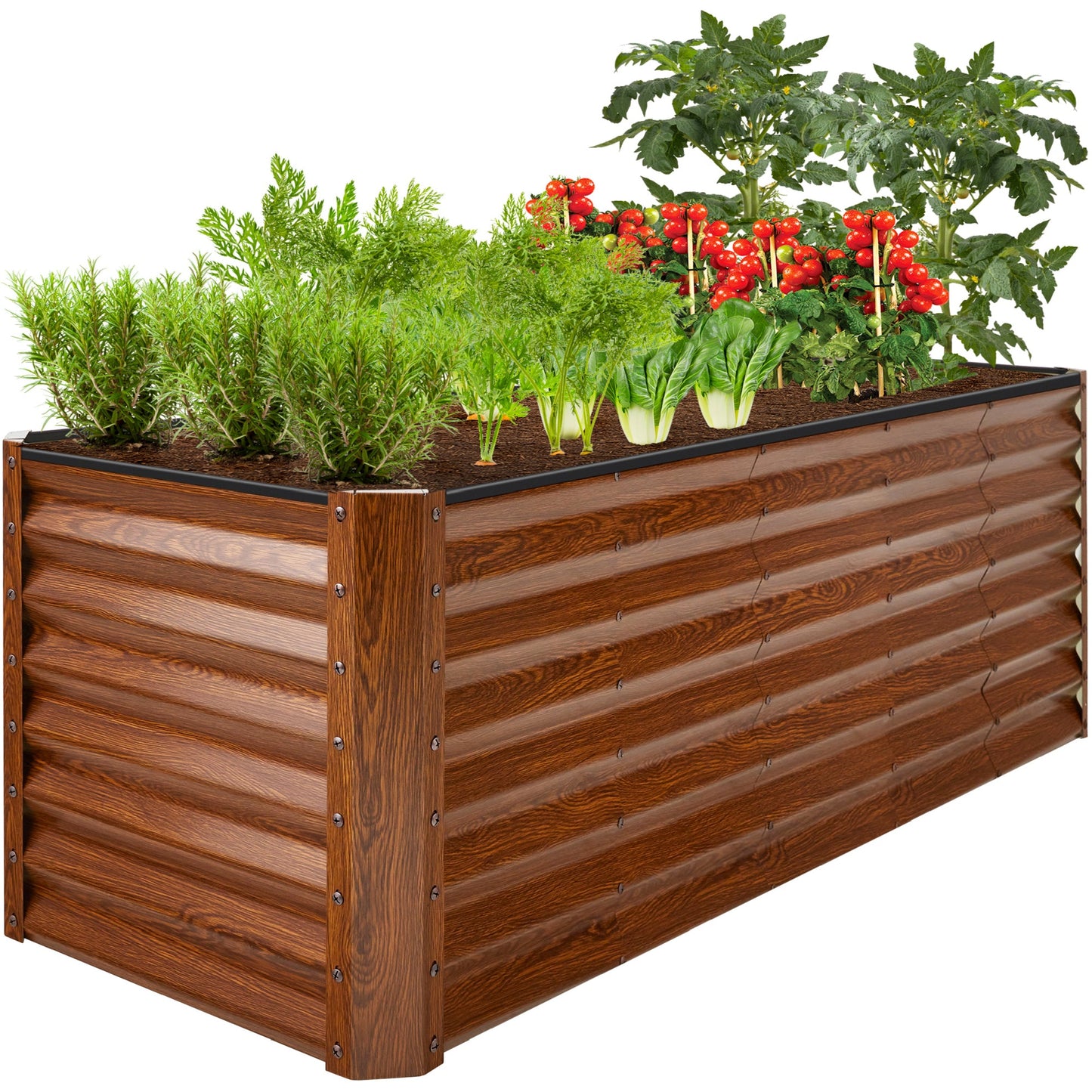 Outdoor Metal Raised Garden Bed for Vegetables Flowers Herbs - 8x2x2ft