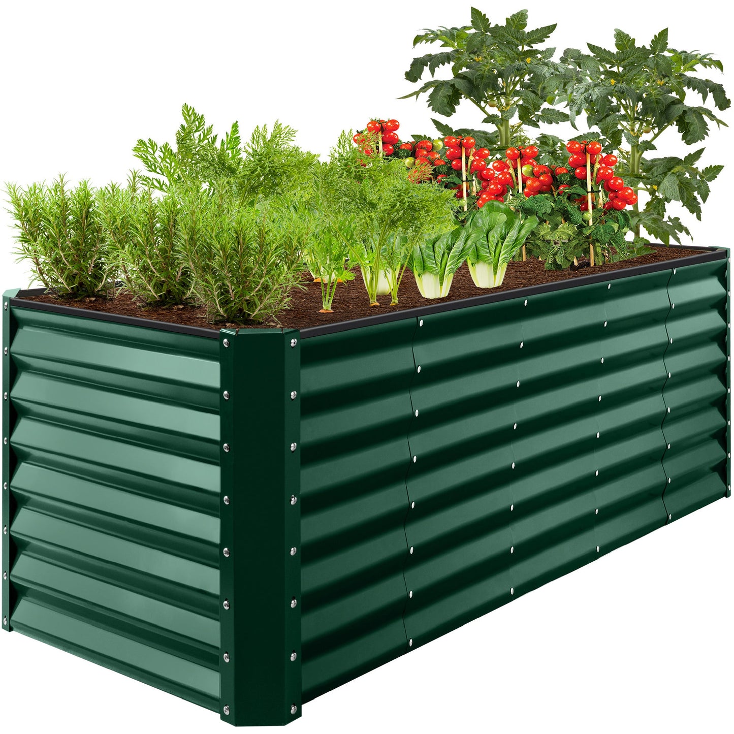 Outdoor Metal Raised Garden Bed for Vegetables Flowers Herbs - 8x2x2ft