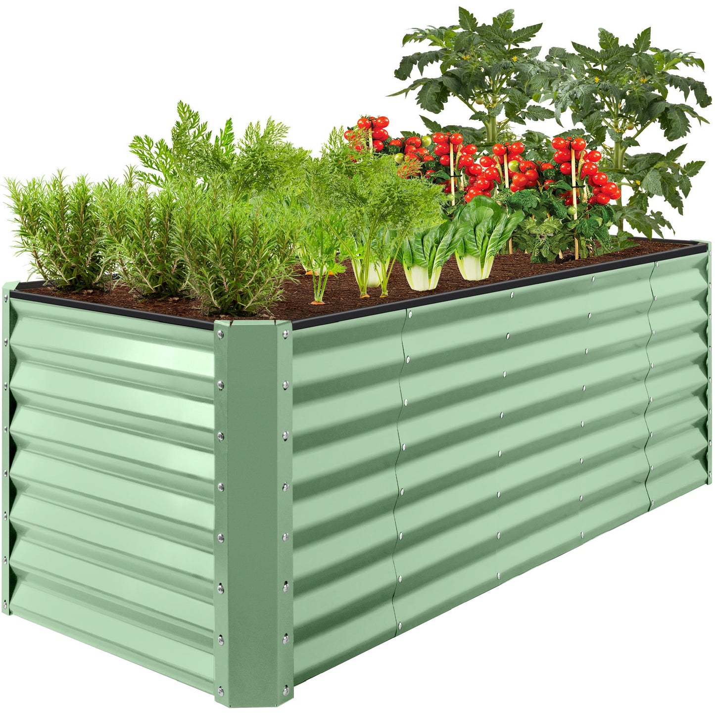 Outdoor Metal Raised Garden Bed for Vegetables Flowers Herbs - 8x2x2ft