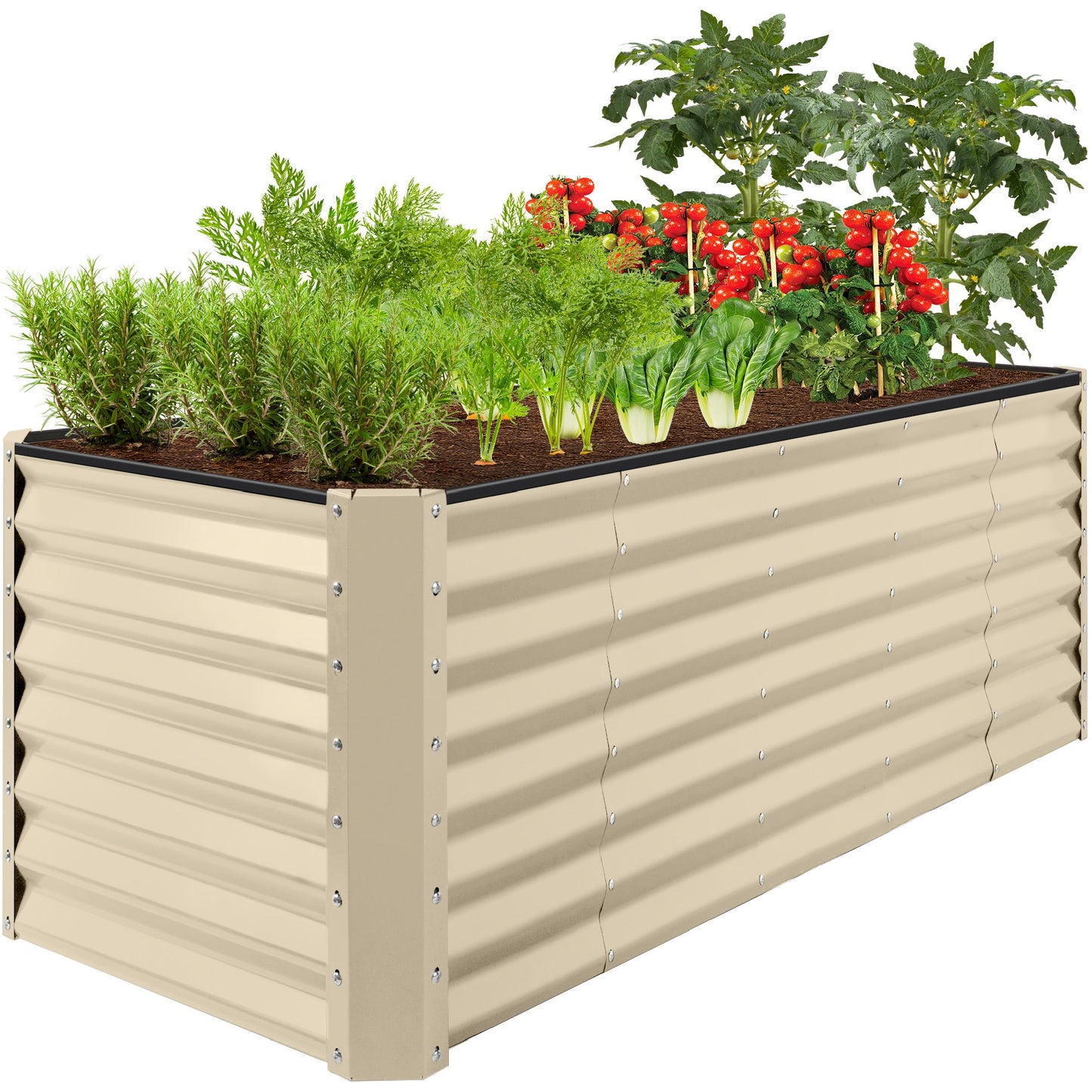 Outdoor Metal Raised Garden Bed for Vegetables Flowers Herbs - 8x2x2ft