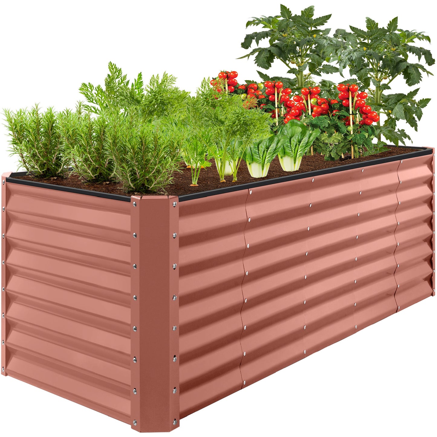 Outdoor Metal Raised Garden Bed for Vegetables Flowers Herbs - 8x2x2ft